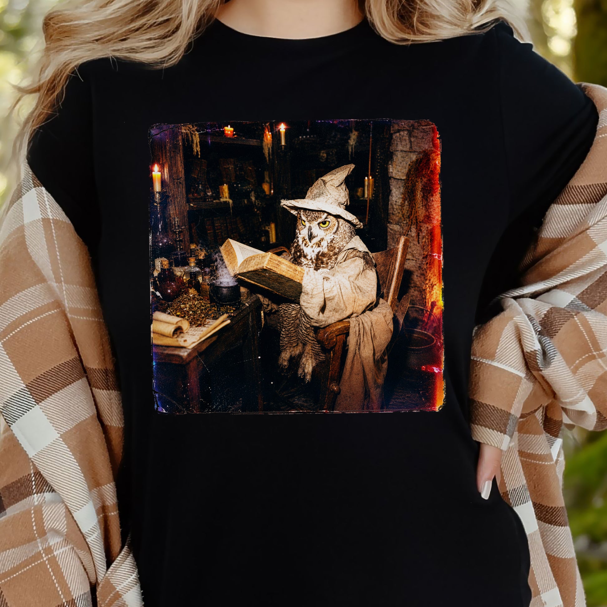 The Spellbound Owl Wizard Dark Academia Fantasy T-Shirt