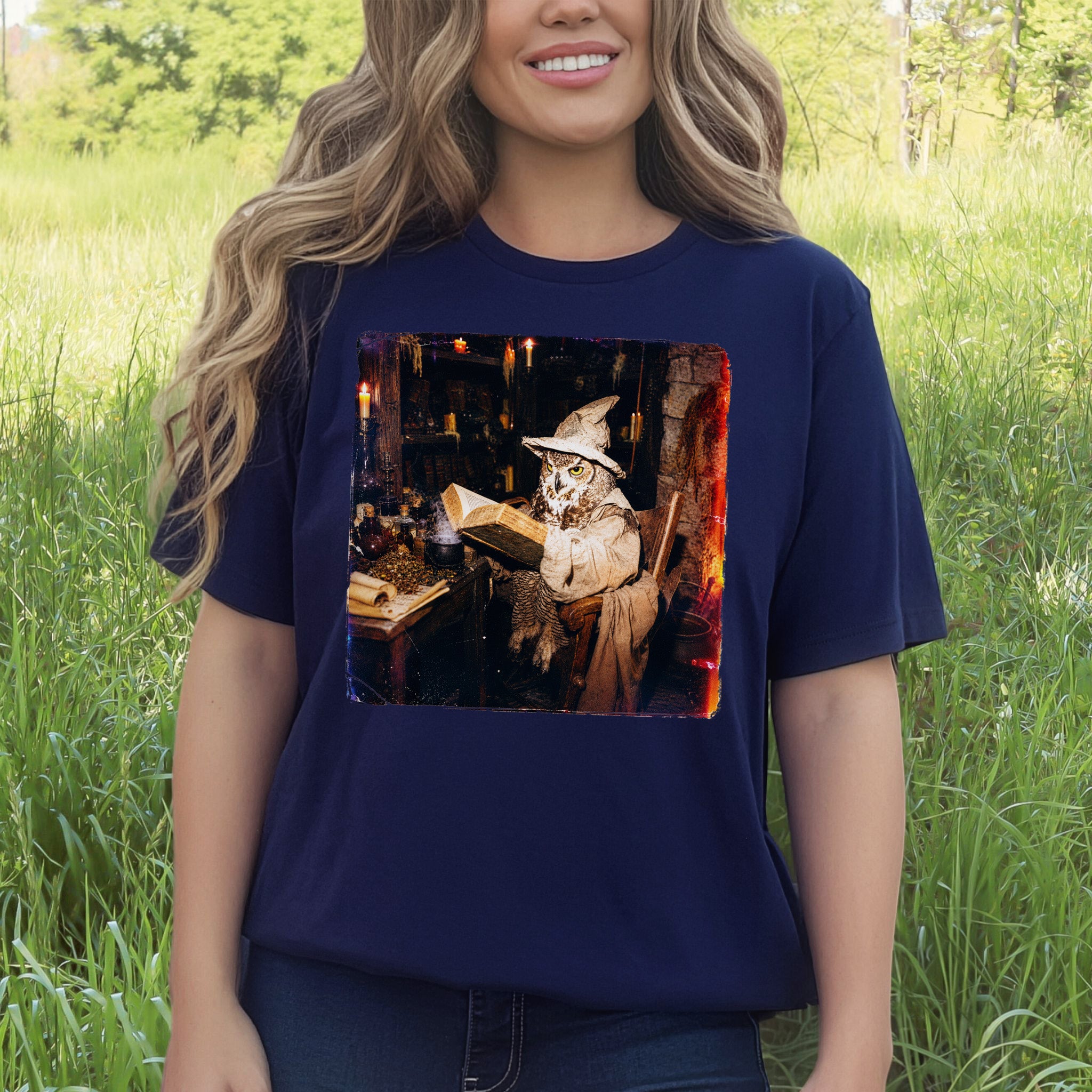 The Spellbound Owl Wizard Dark Academia Fantasy T-Shirt
