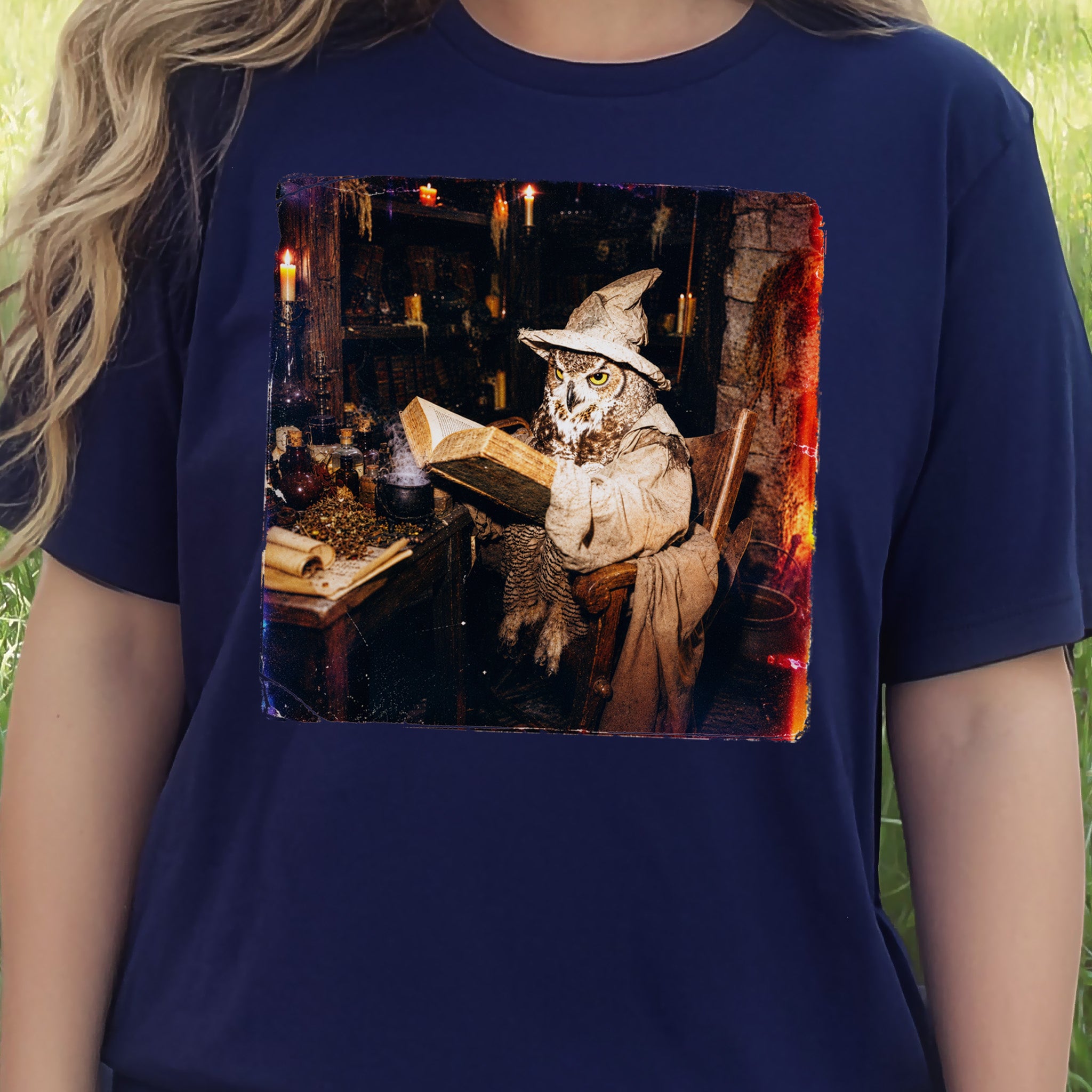 The Spellbound Owl Wizard Dark Academia Fantasy T-Shirt