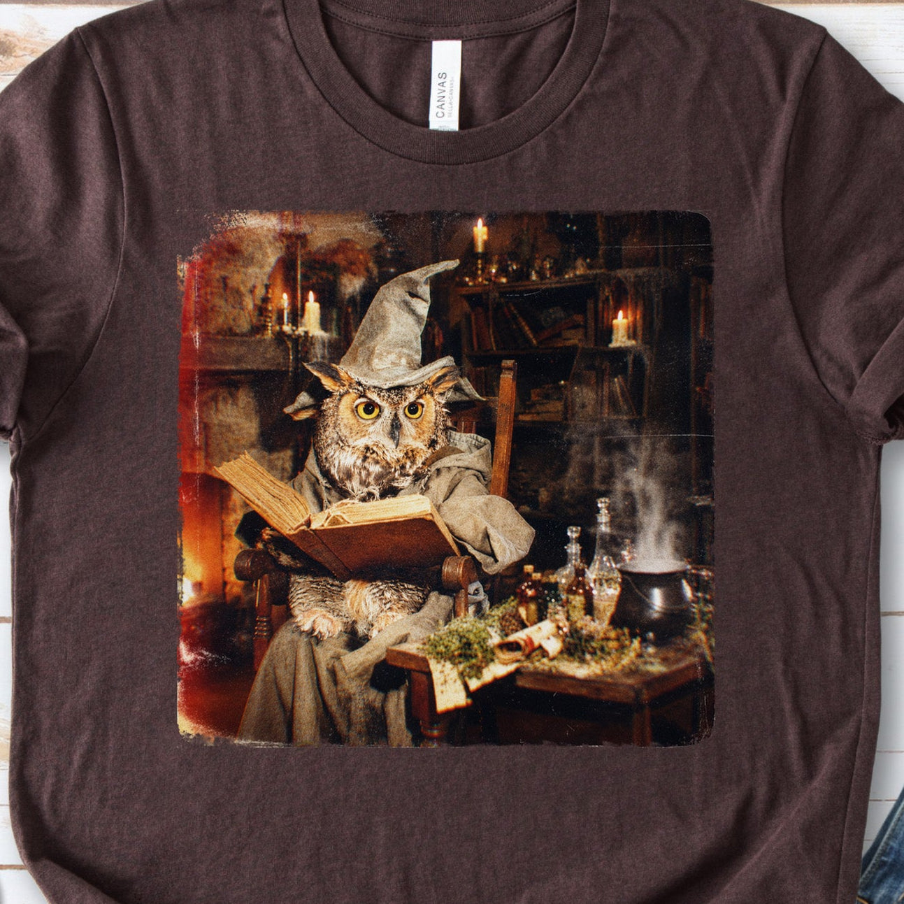 Wizard Owl Dark Academia Fantasy Bookish Forest Magic Gift T-Shirt