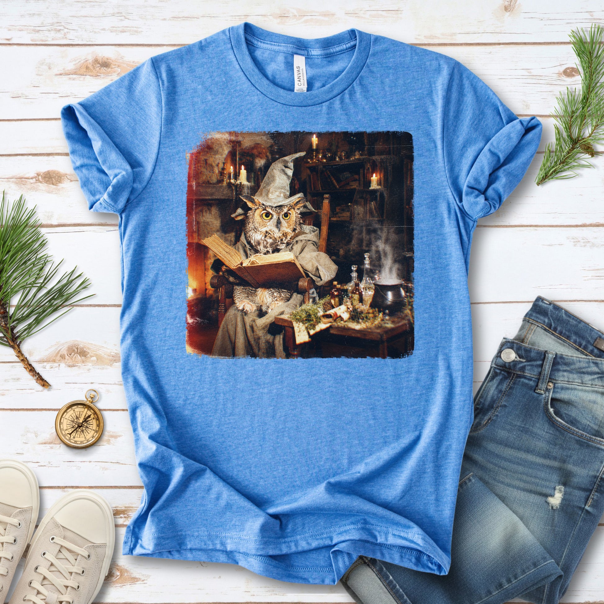 Wizard Owl Dark Academia Fantasy Bookish Forest Magic Gift T-Shirt