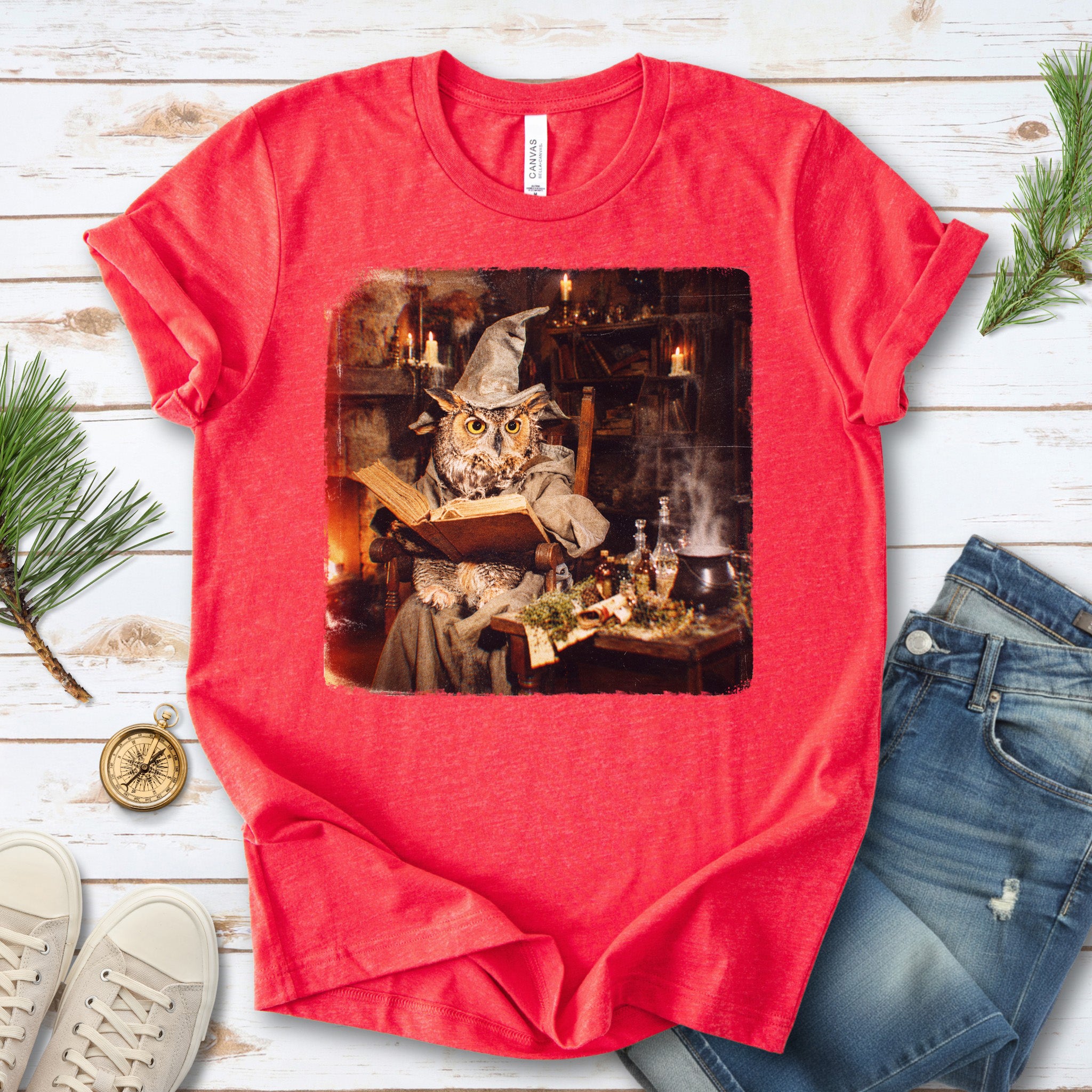 Wizard Owl Dark Academia Fantasy Bookish Forest Magic Gift T-Shirt