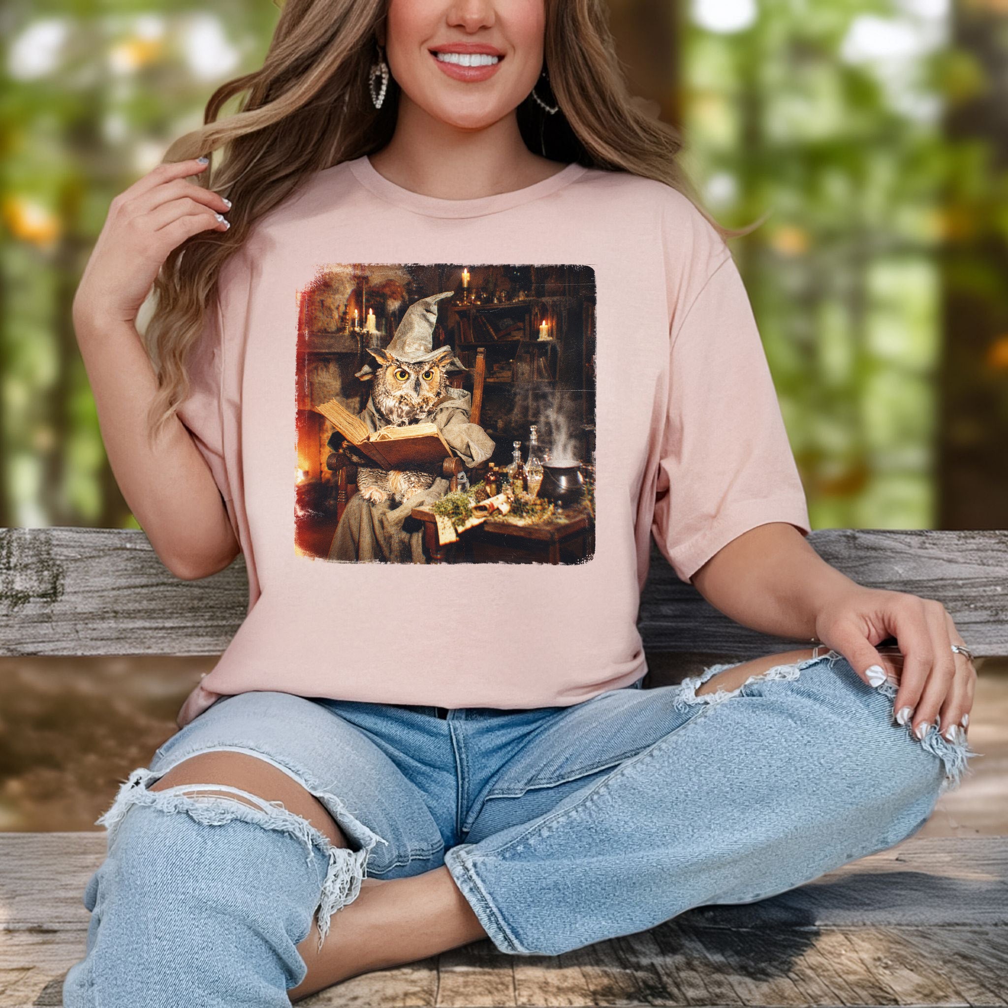 Wizard Owl Dark Academia Fantasy Bookish Forest Magic Gift T-Shirt