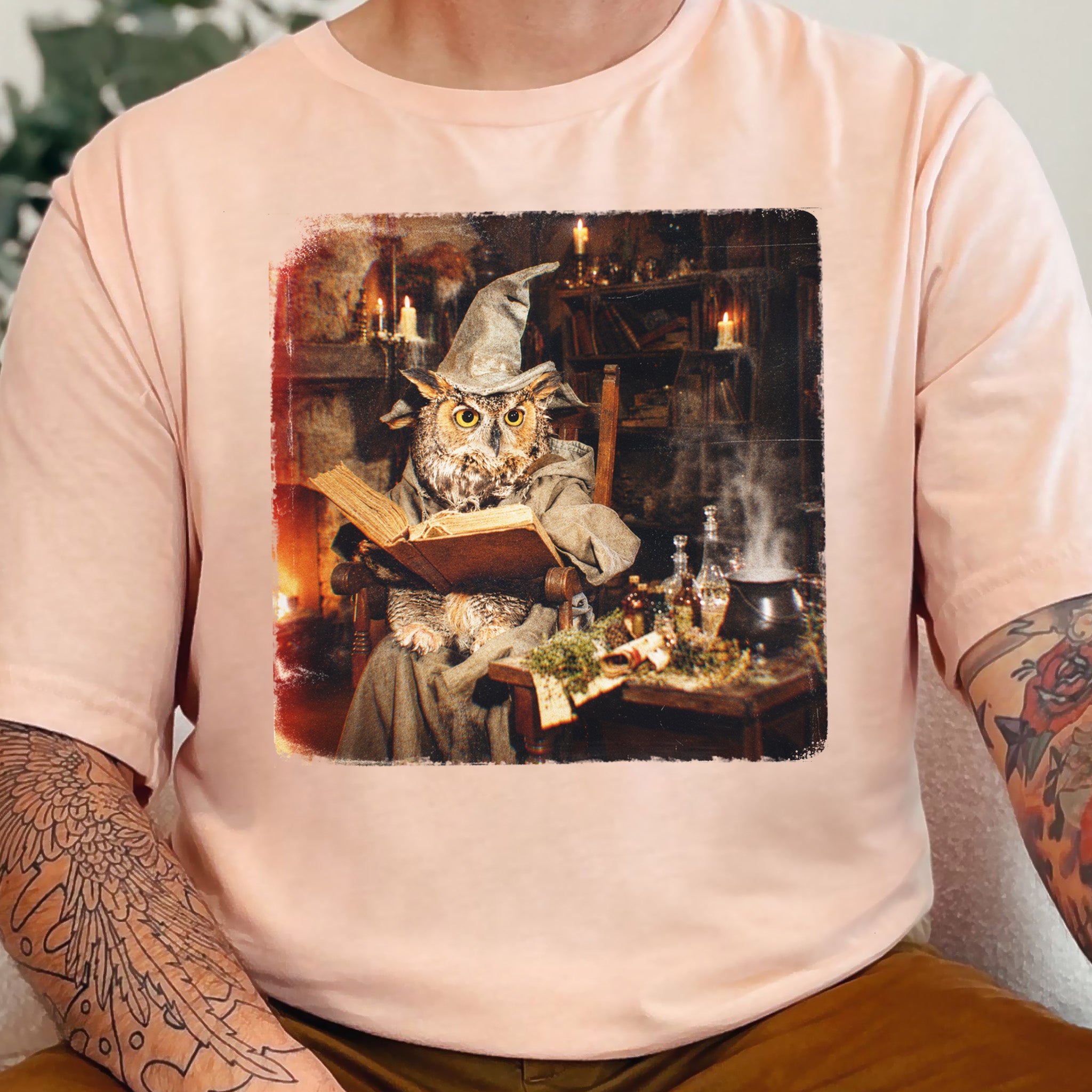 Wizard Owl Dark Academia Fantasy Bookish Forest Magic Gift T-Shirt