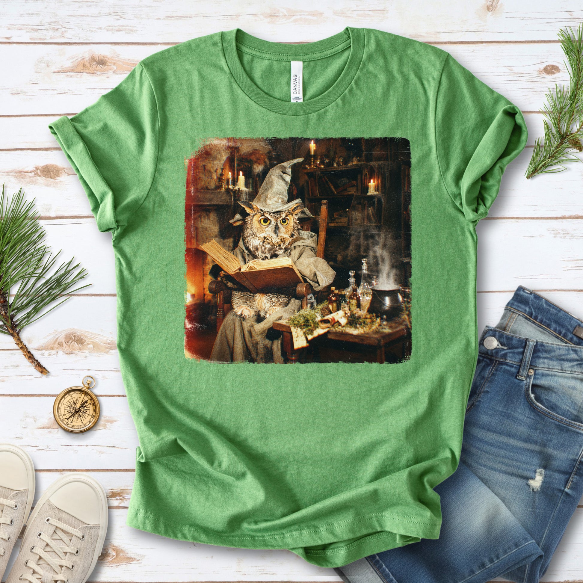 Wizard Owl Dark Academia Fantasy Bookish Forest Magic Gift T-Shirt