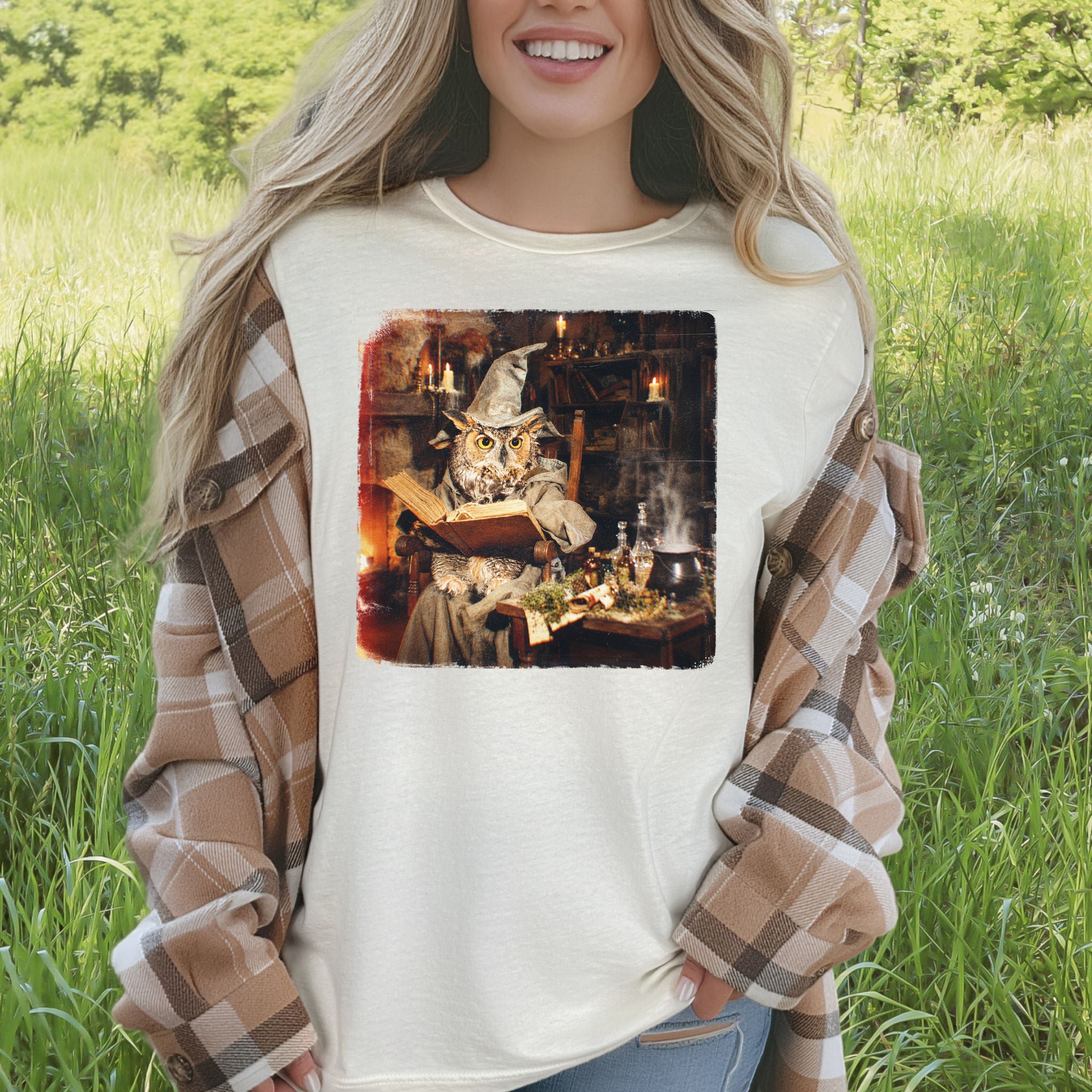 Wizard Owl Dark Academia Fantasy Bookish Forest Magic Gift T-Shirt