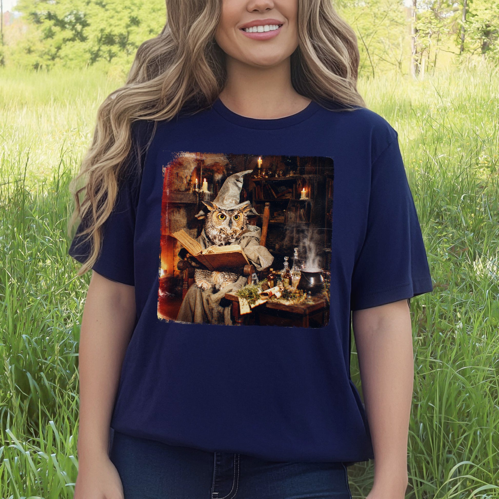 Wizard Owl Dark Academia Fantasy Bookish Forest Magic Gift T-Shirt