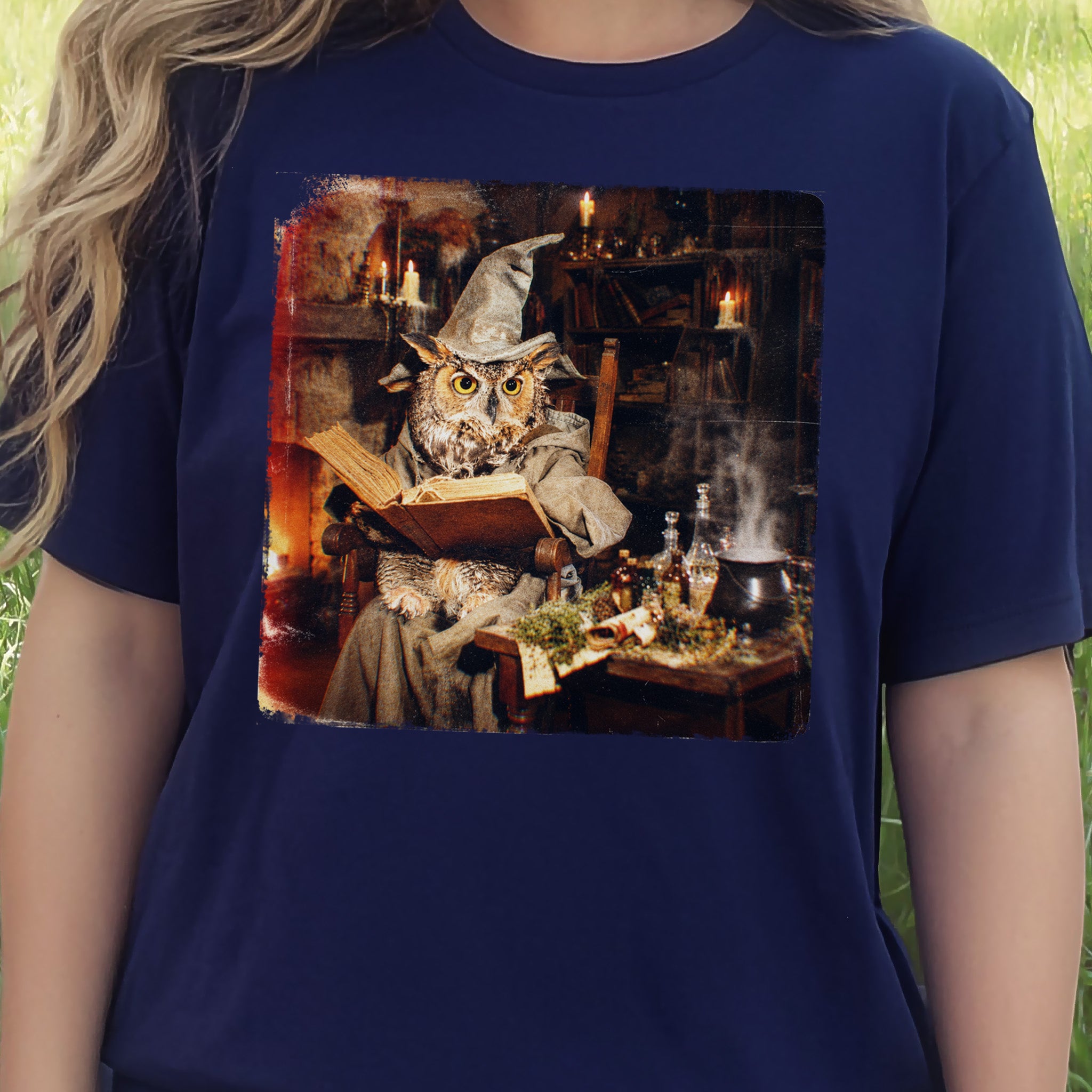 Wizard Owl Dark Academia Fantasy Bookish Forest Magic Gift T-Shirt