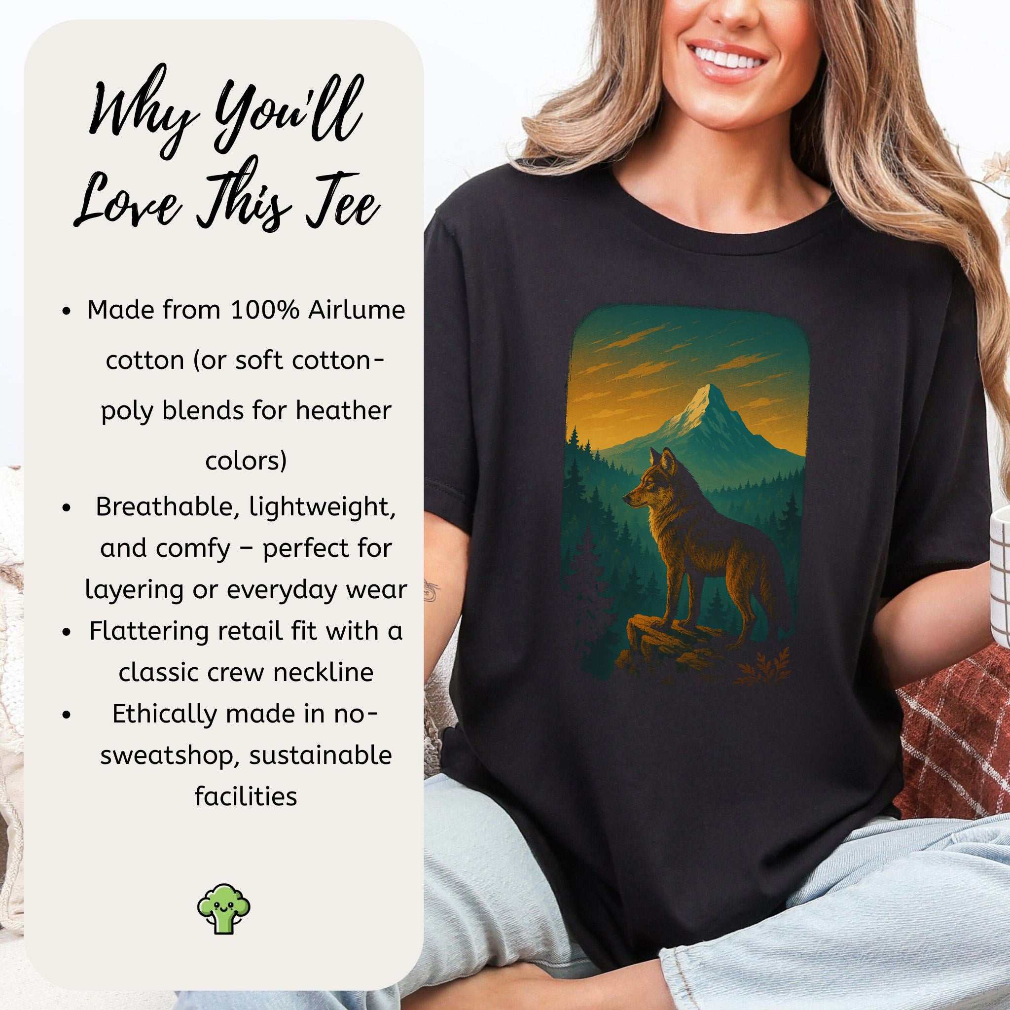 Wolf on Cliff T-Shirt – Majestic Forest & Mountain Wildlife Tee