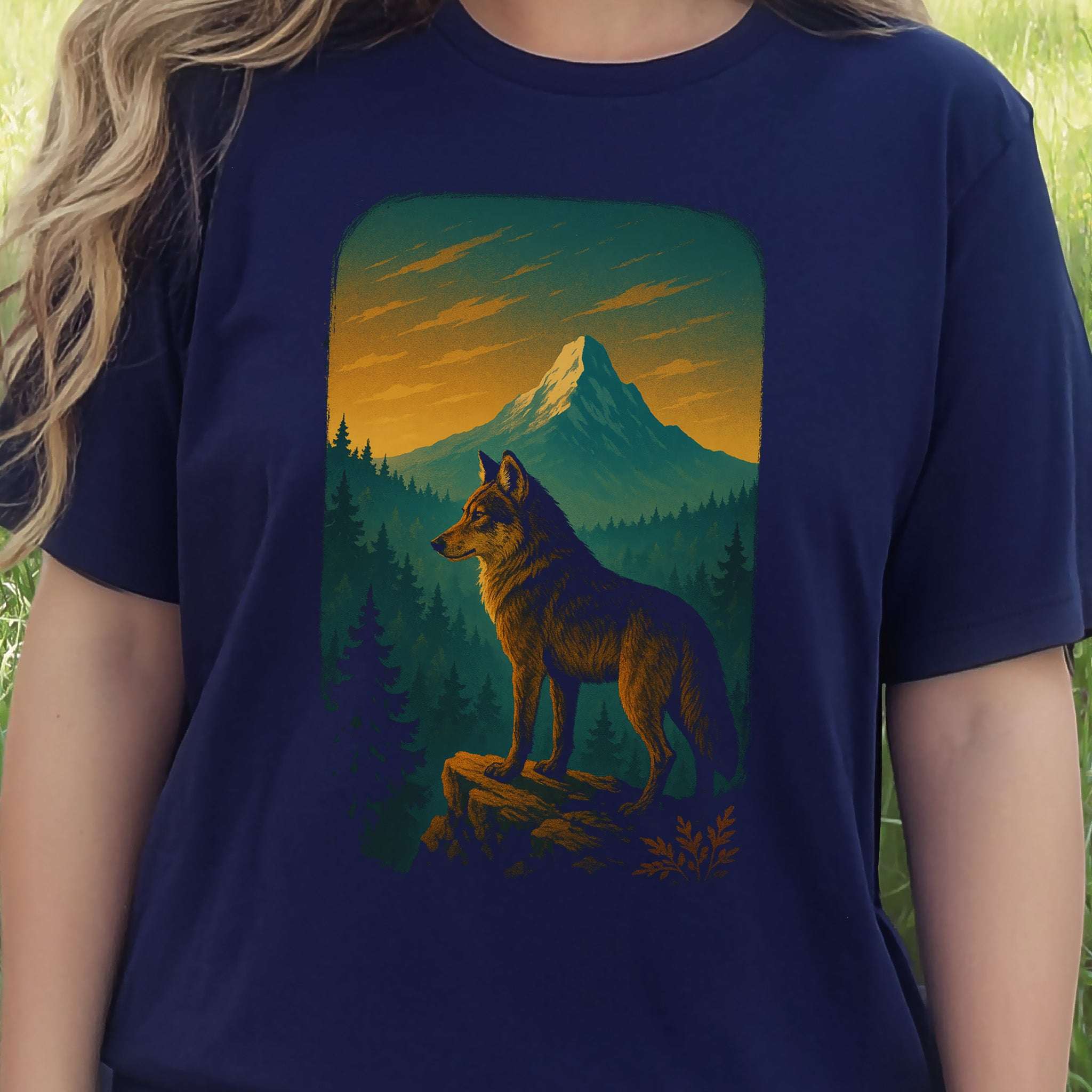 Wolf on Cliff T-Shirt – Majestic Forest & Mountain Wildlife Tee