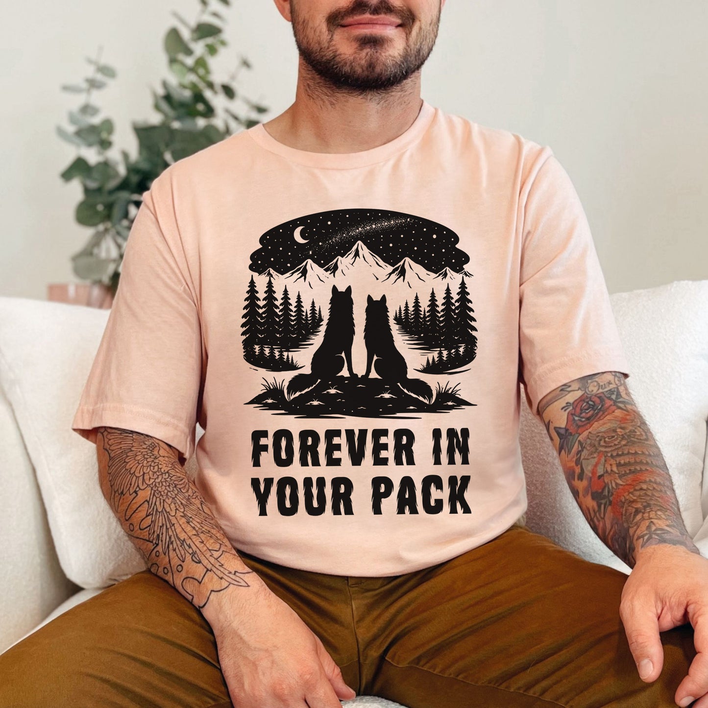 Forever In Your Pack – Wolf Couple Forest Night Shirt