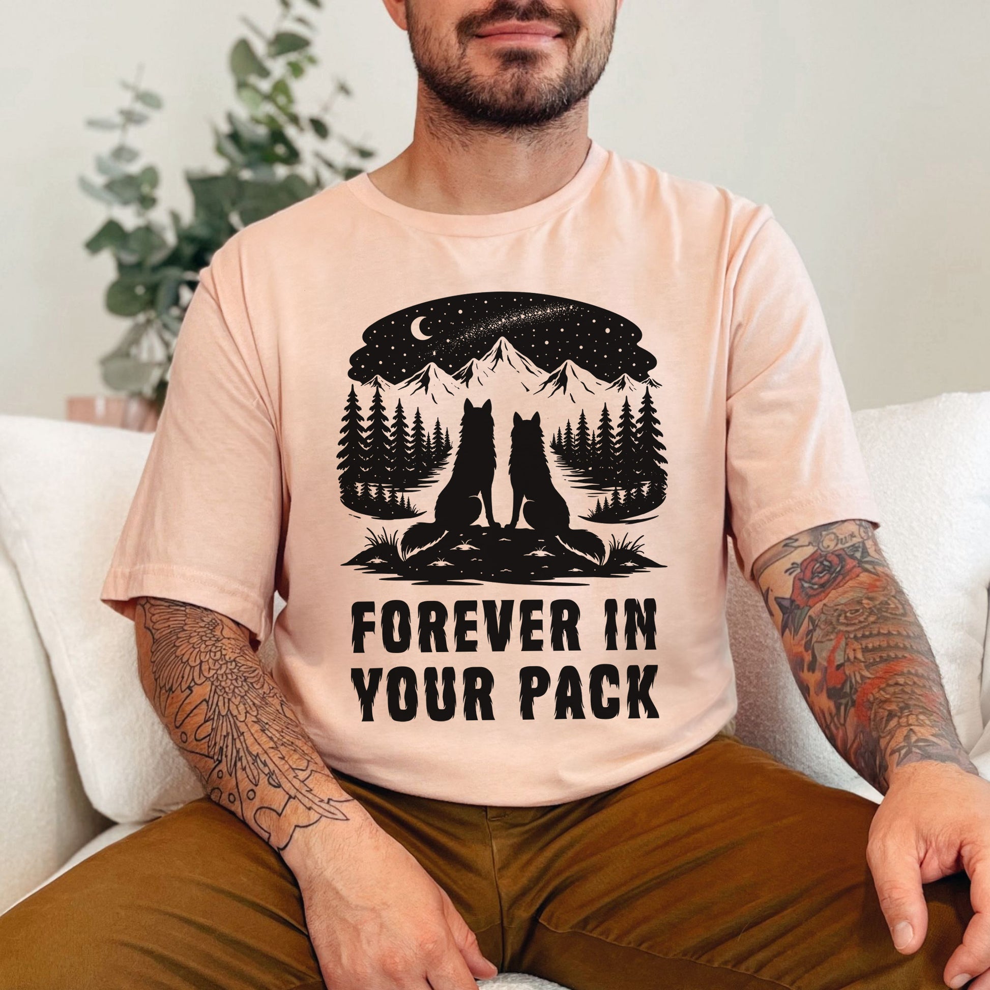 Forever In Your Pack – Wolf Couple Forest Night Shirt