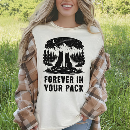 Forever In Your Pack – Wolf Couple Forest Night Shirt