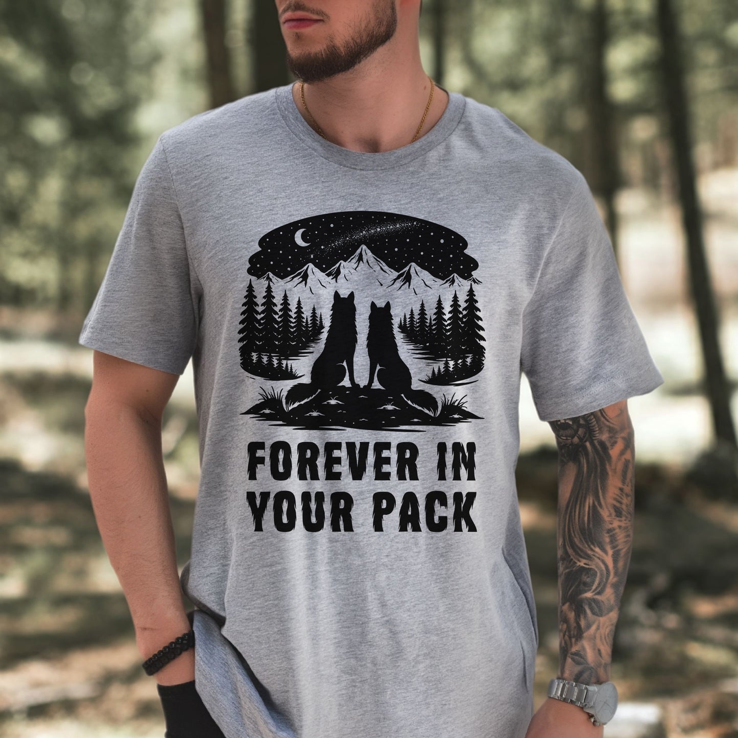 Forever In Your Pack – Wolf Couple Forest Night Shirt