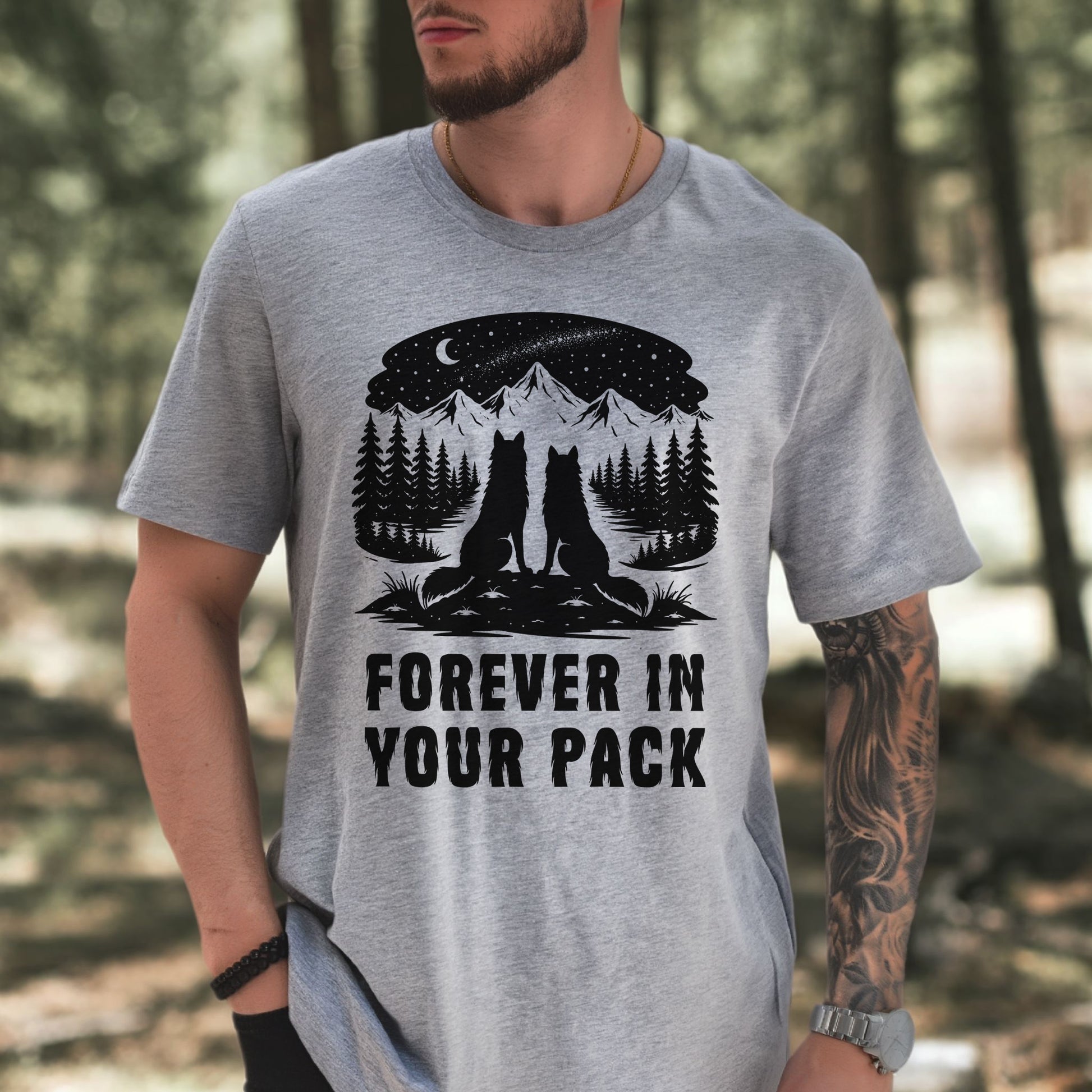 Forever In Your Pack – Wolf Couple Forest Night Shirt