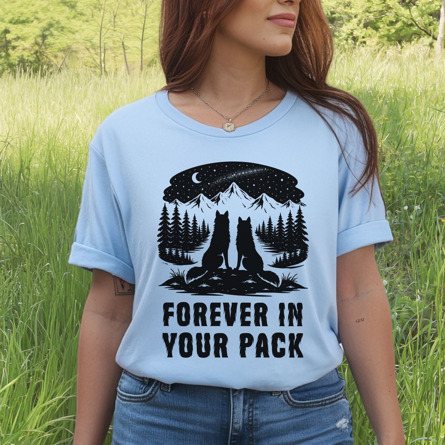 Forever In Your Pack – Wolf Couple Forest Night Shirt