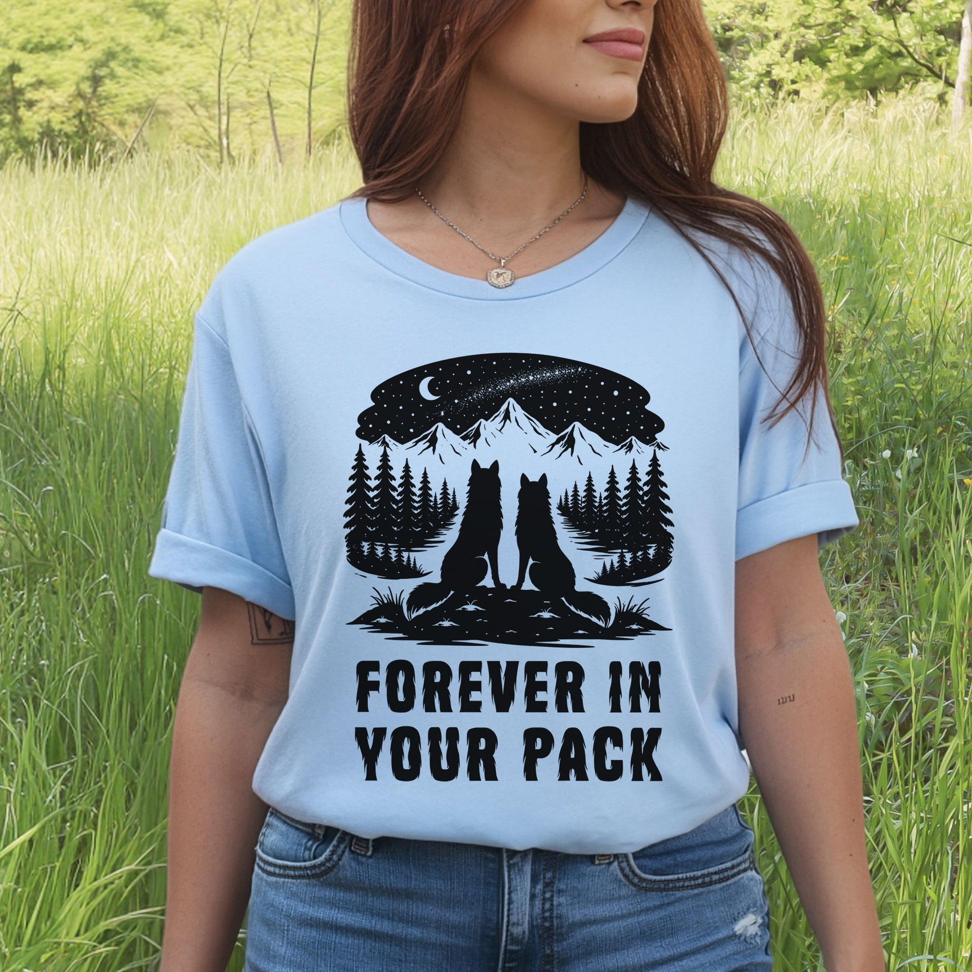 Forever In Your Pack – Wolf Couple Forest Night Shirt