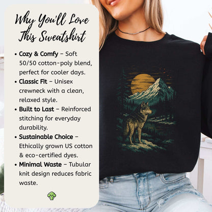 Spirit Wolf at Sunset Sweatshirt – Japanese Style Mountain Landscape