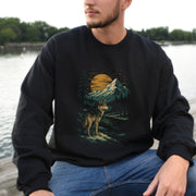 Spirit Wolf at Sunset Sweatshirt – Japanese Style Mountain Landscape