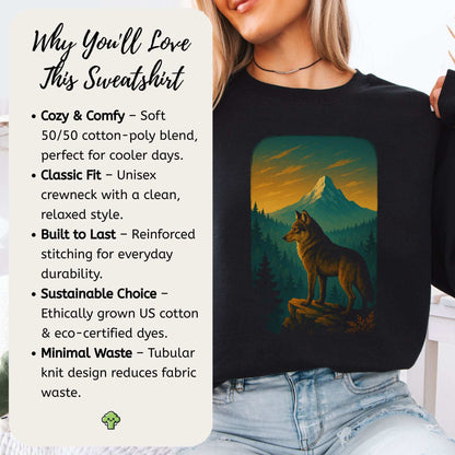 Wolf on Cliff Sweatshirt – Majestic Forest & Mountain Spirit Animal