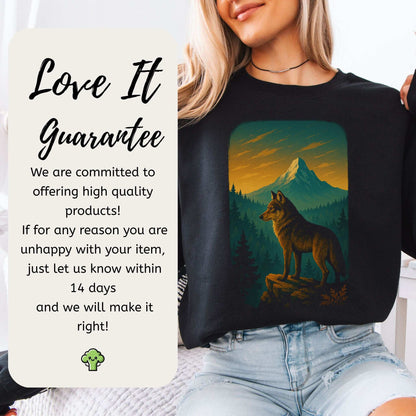 Wolf on Cliff Sweatshirt – Majestic Forest & Mountain Spirit Animal