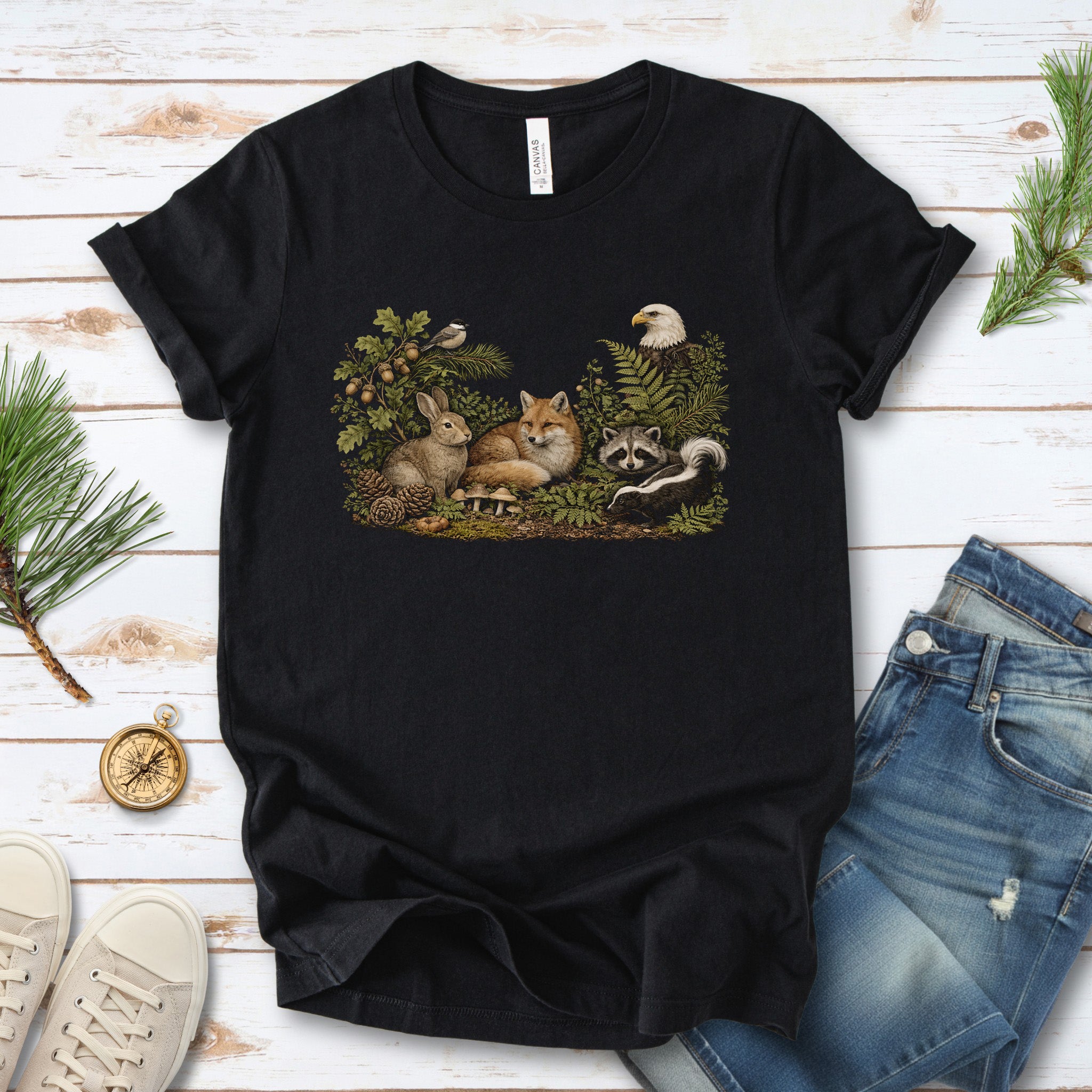 Forest Friends Gathering Woodland Wildlife T-Shirt