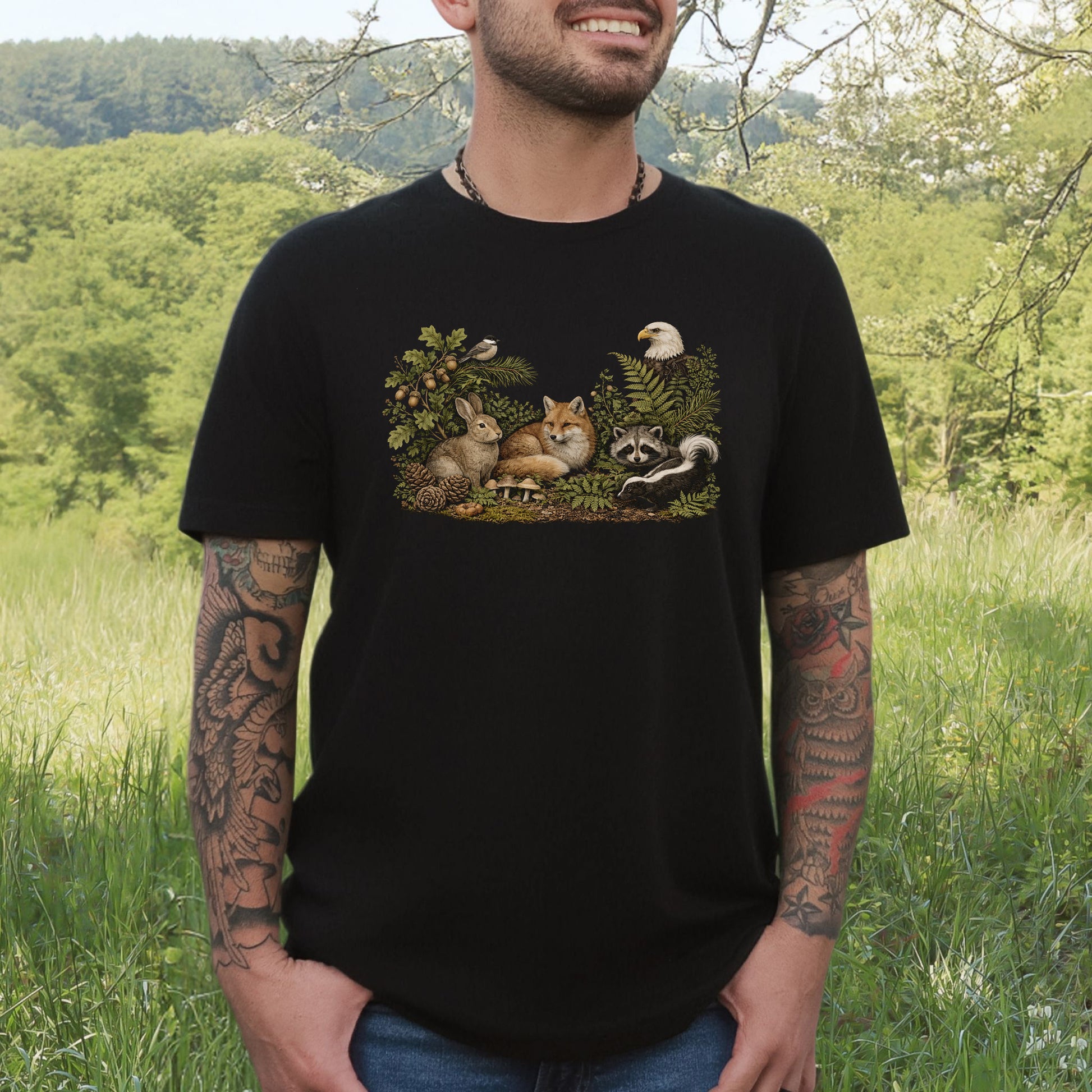 Forest Friends Gathering Woodland Wildlife T-Shirt