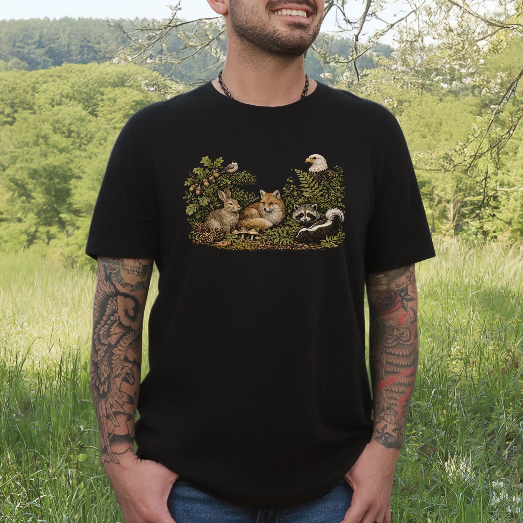 Forest Friends Gathering Woodland Wildlife T-Shirt