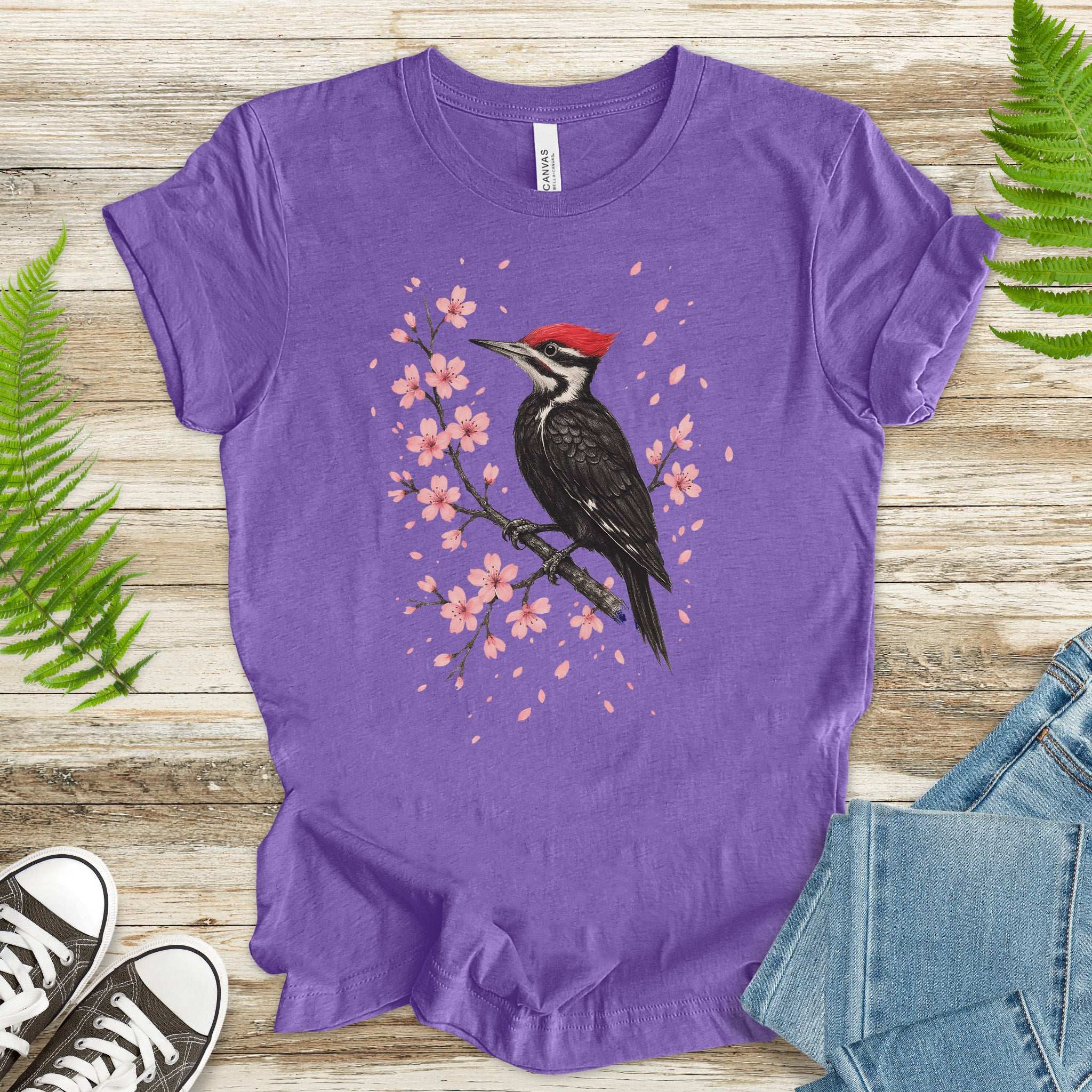 Woodpecker & Cherry Blossom T-Shirt – Spring Bird Lover Tee