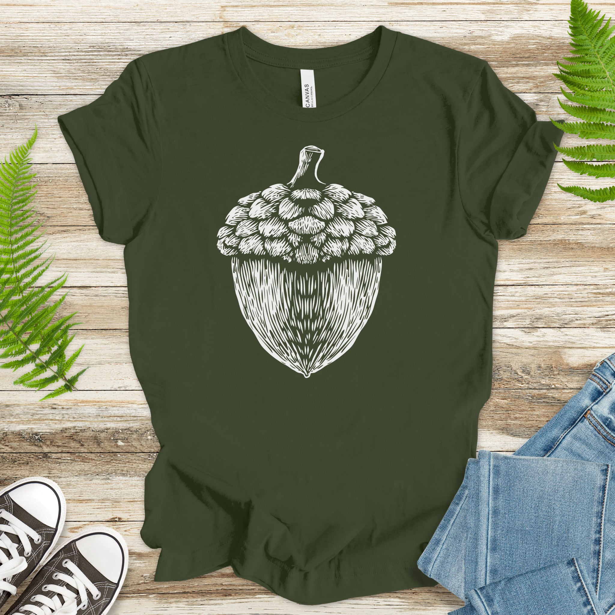 Acorn Oak Autumn Nature Botanical T-Shirt