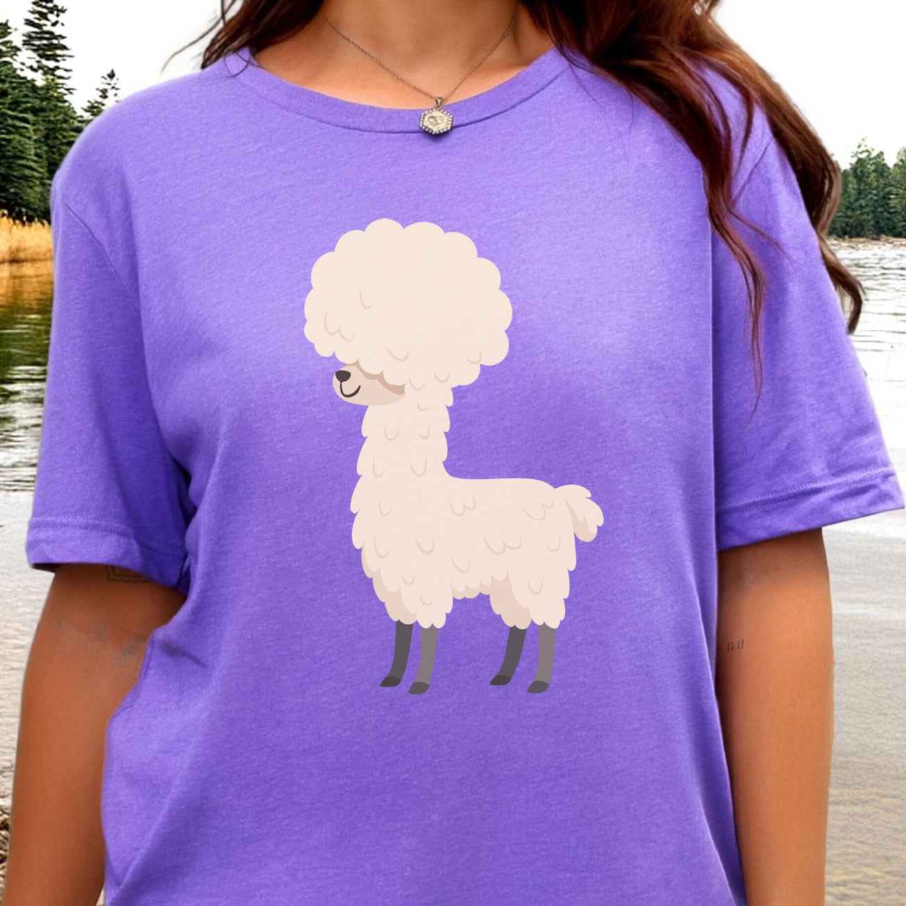 Afro Llama T-Shirt – Funny Alpaca Hairdo Retro Animal Tee
