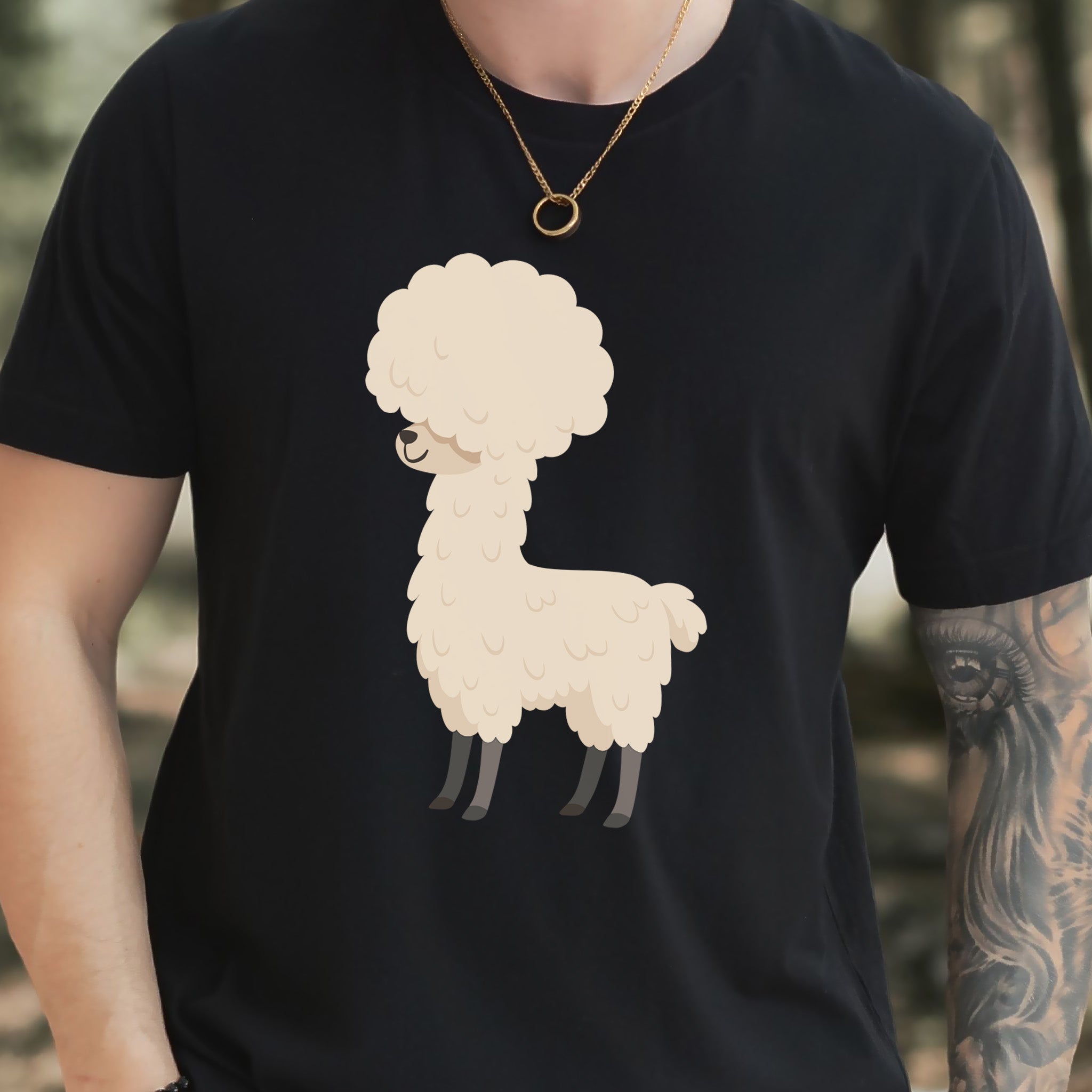 Afro Llama T-Shirt – Funny Alpaca Hairdo Retro Animal Tee