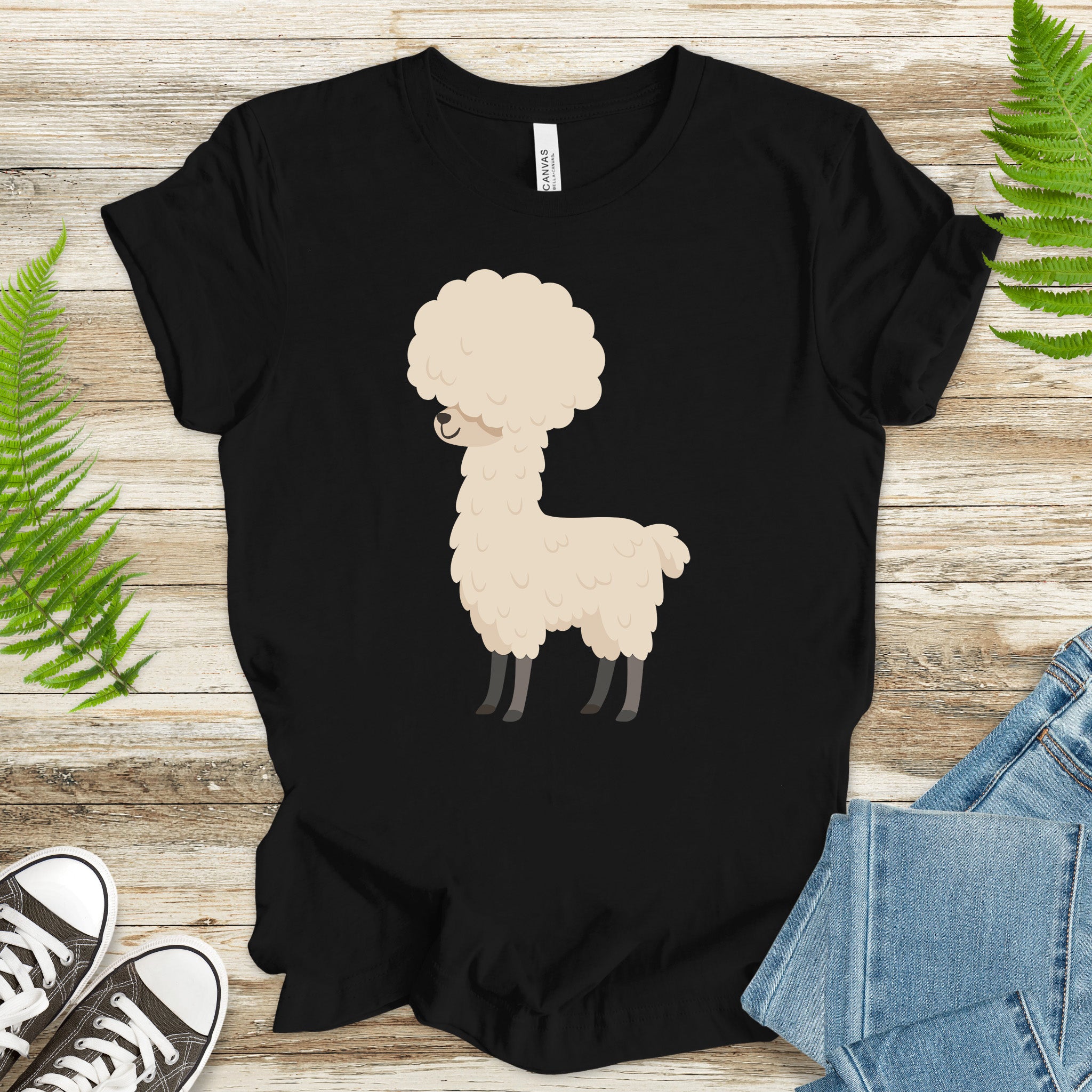 Afro Llama T-Shirt – Funny Alpaca Hairdo Retro Animal Tee
