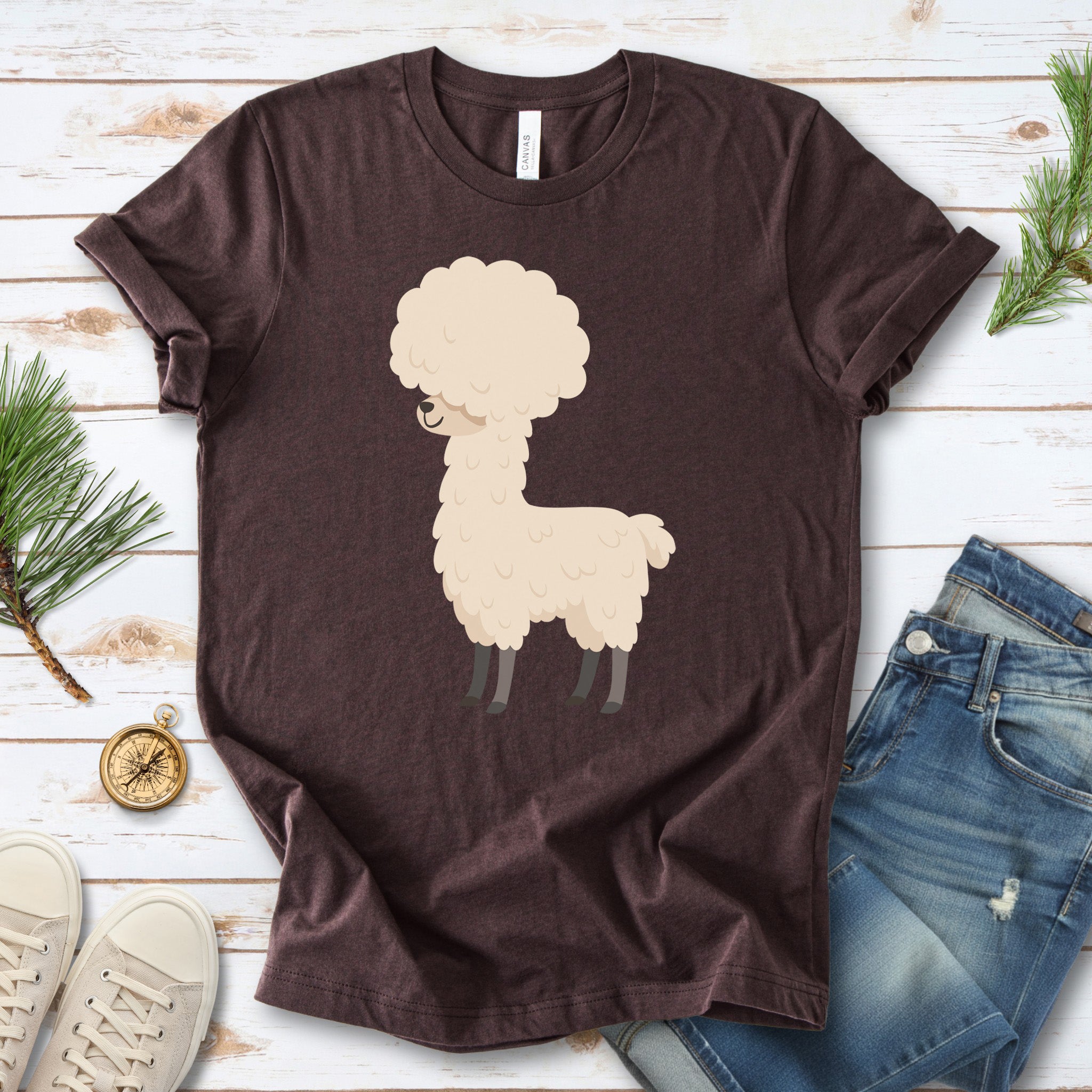 Afro Llama T-Shirt – Funny Alpaca Hairdo Retro Animal Tee
