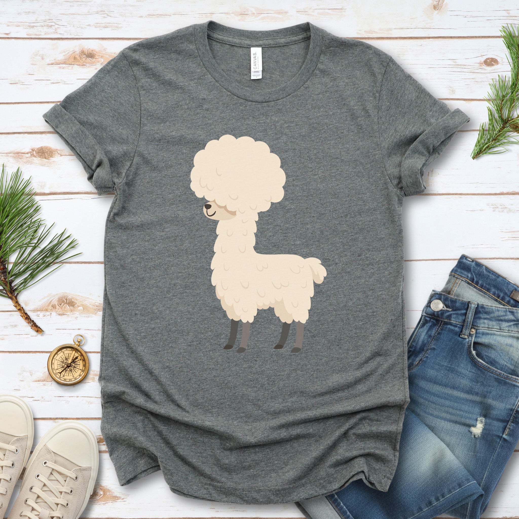 Afro Llama T-Shirt – Funny Alpaca Hairdo Retro Animal Tee