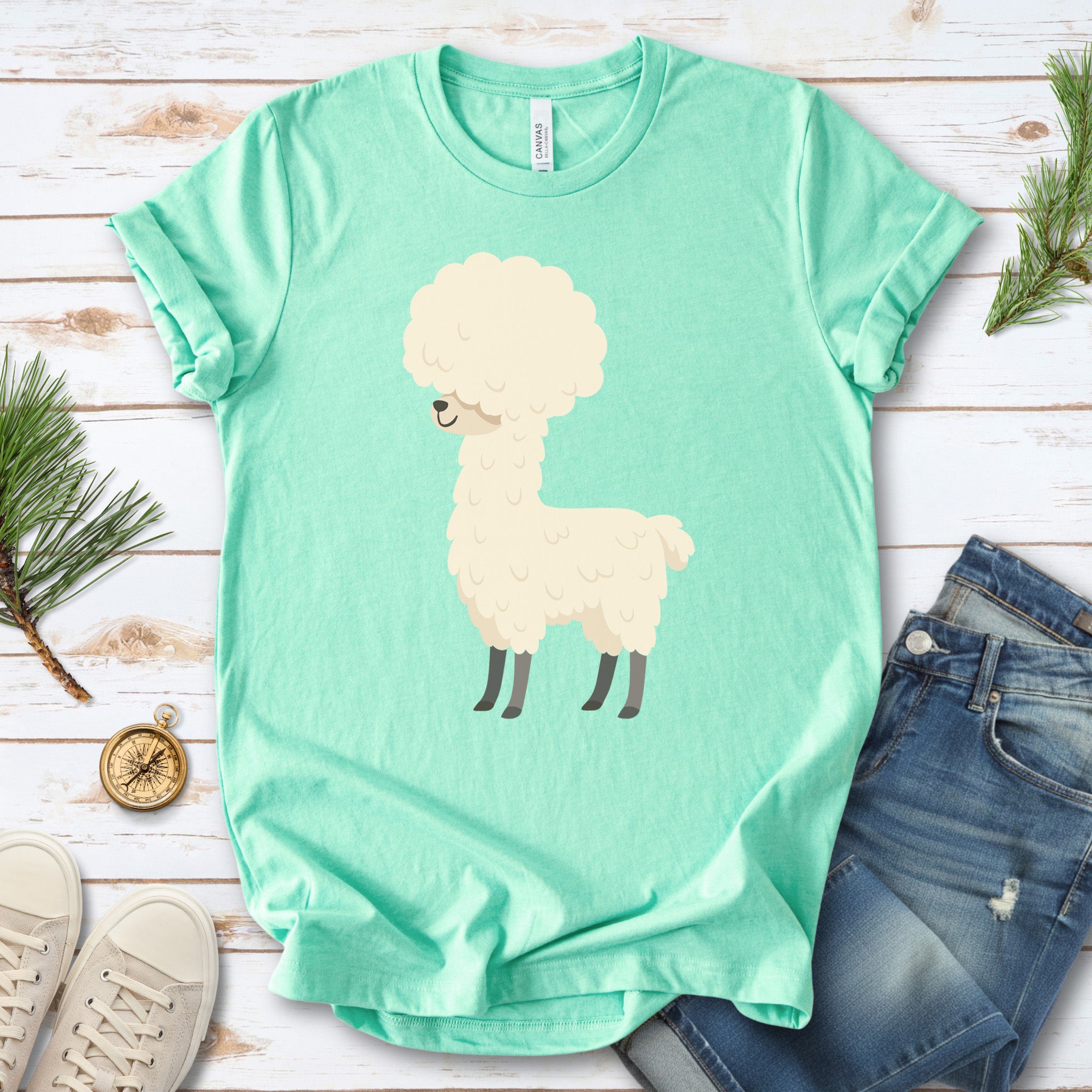 Afro Llama T-Shirt – Funny Alpaca Hairdo Retro Animal Tee