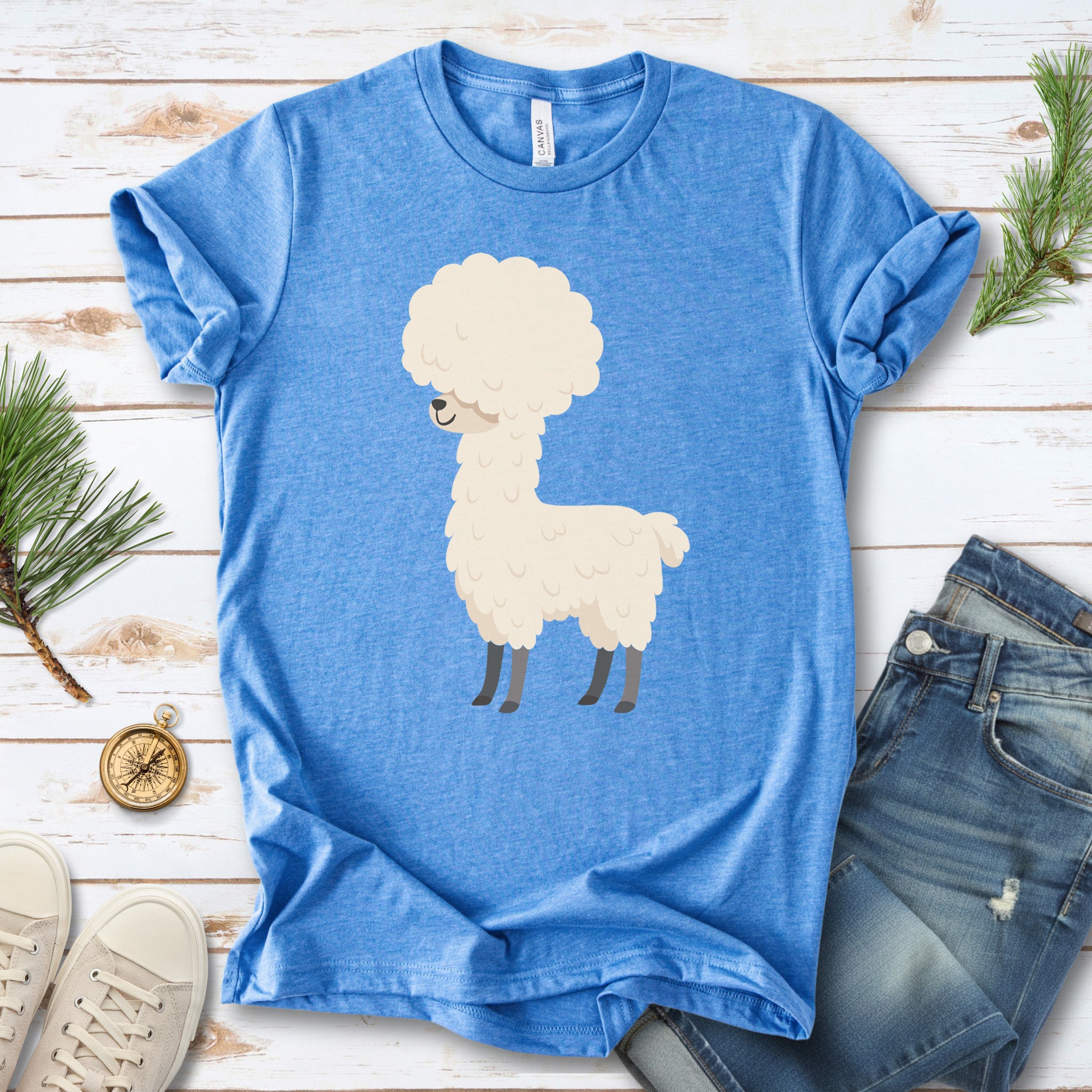 Afro Llama T-Shirt – Funny Alpaca Hairdo Retro Animal Tee