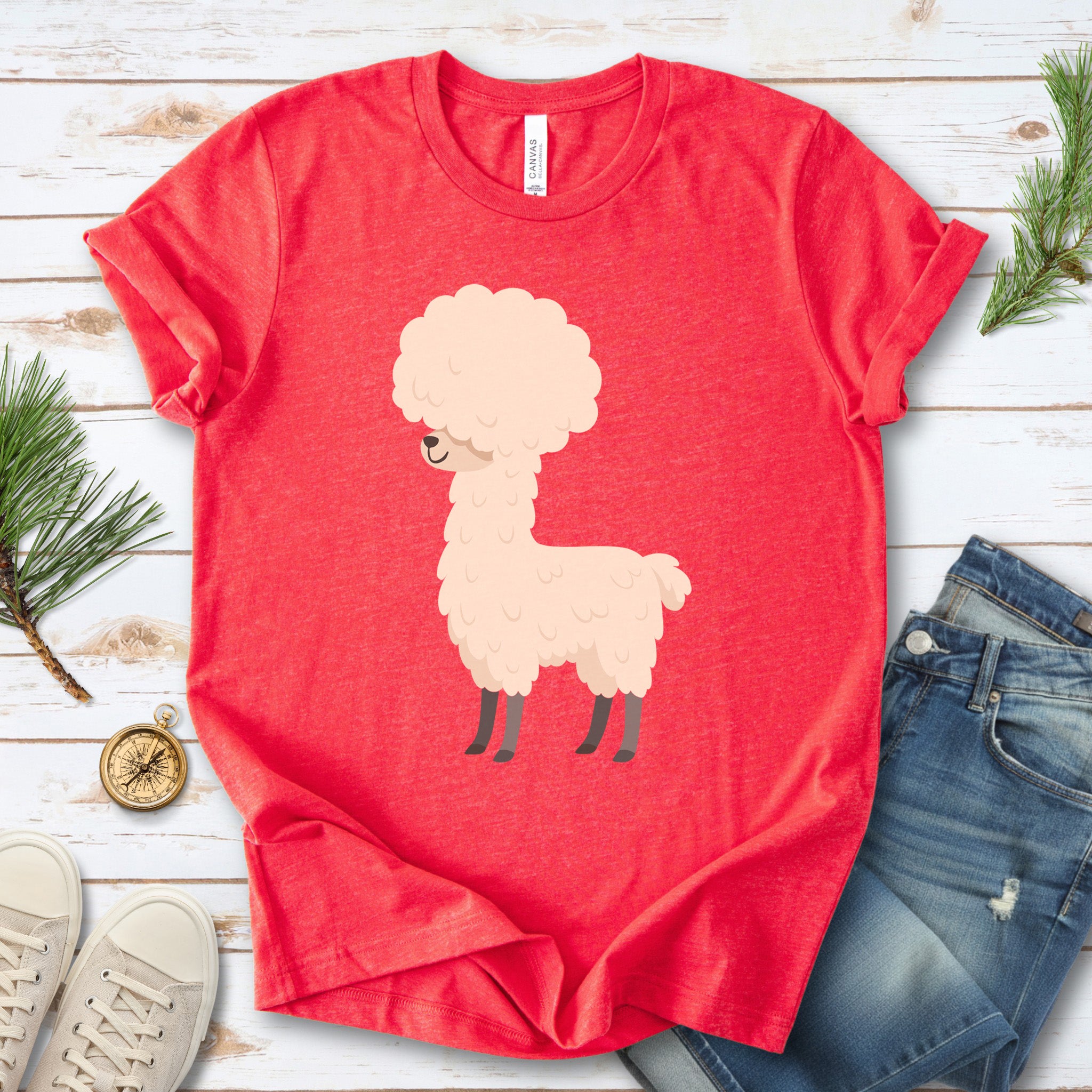 Afro Llama T-Shirt – Funny Alpaca Hairdo Retro Animal Tee