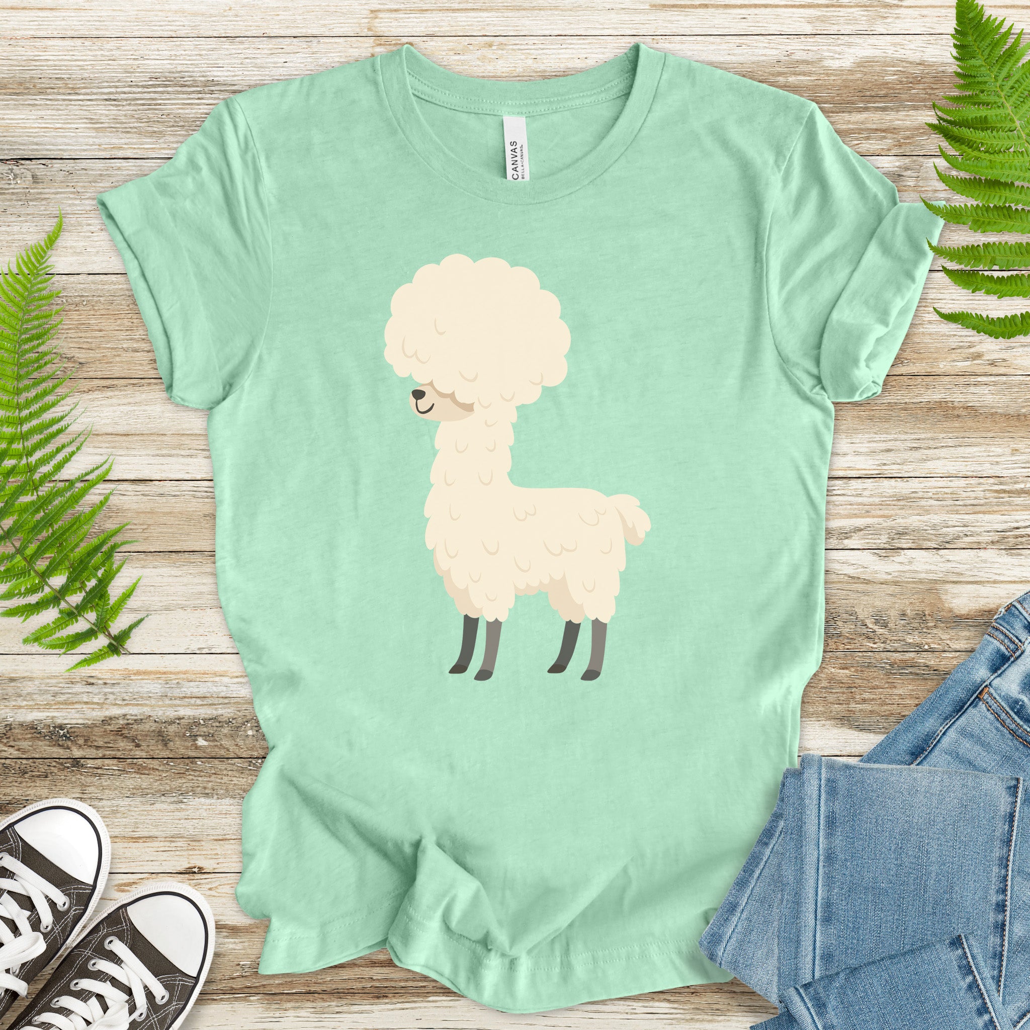 Afro Llama T-Shirt – Funny Alpaca Hairdo Retro Animal Tee