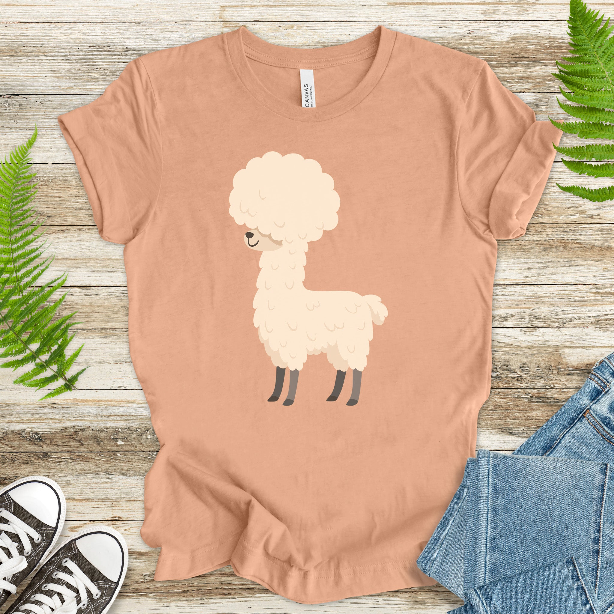 Afro Llama T-Shirt – Funny Alpaca Hairdo Retro Animal Tee