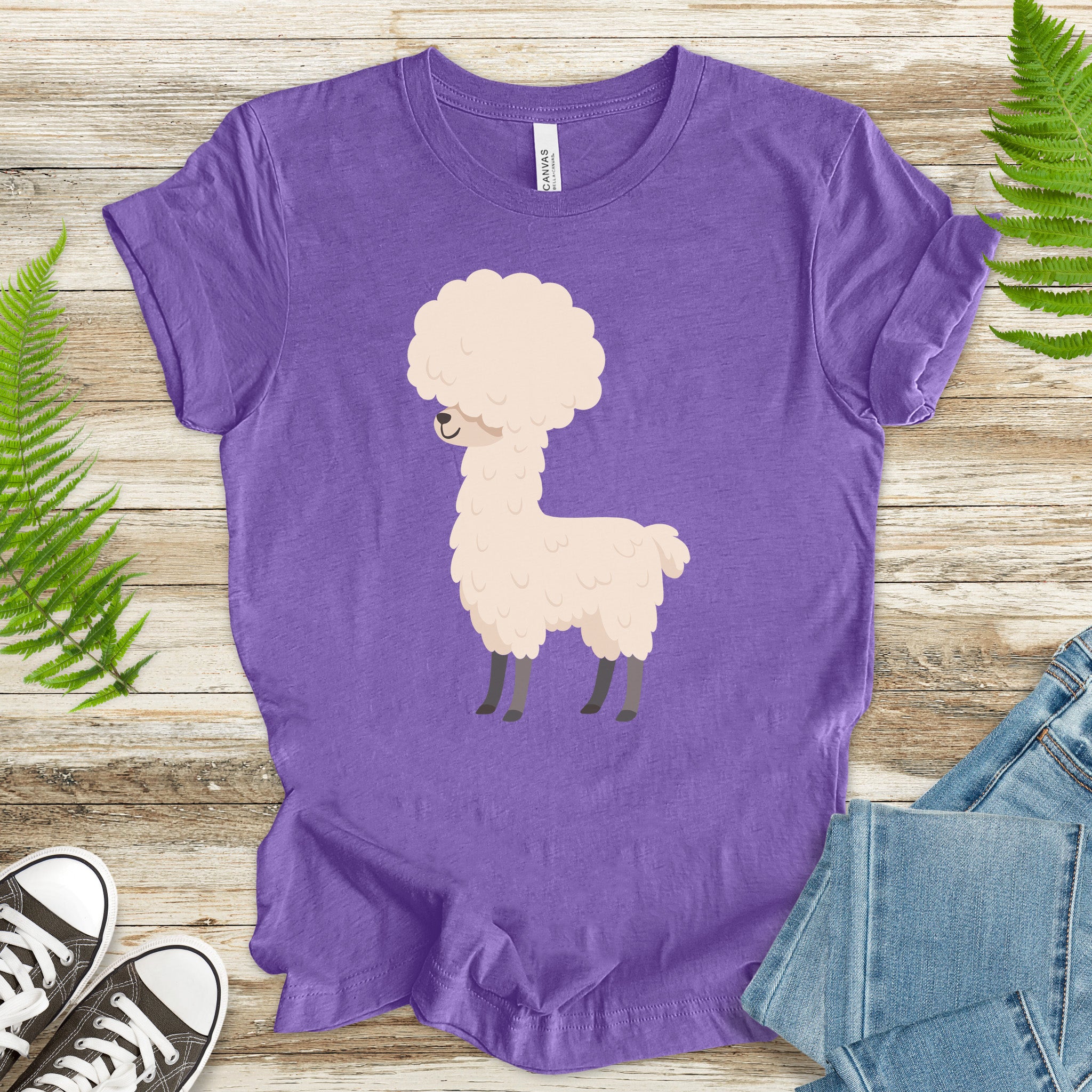 Afro Llama T-Shirt – Funny Alpaca Hairdo Retro Animal Tee
