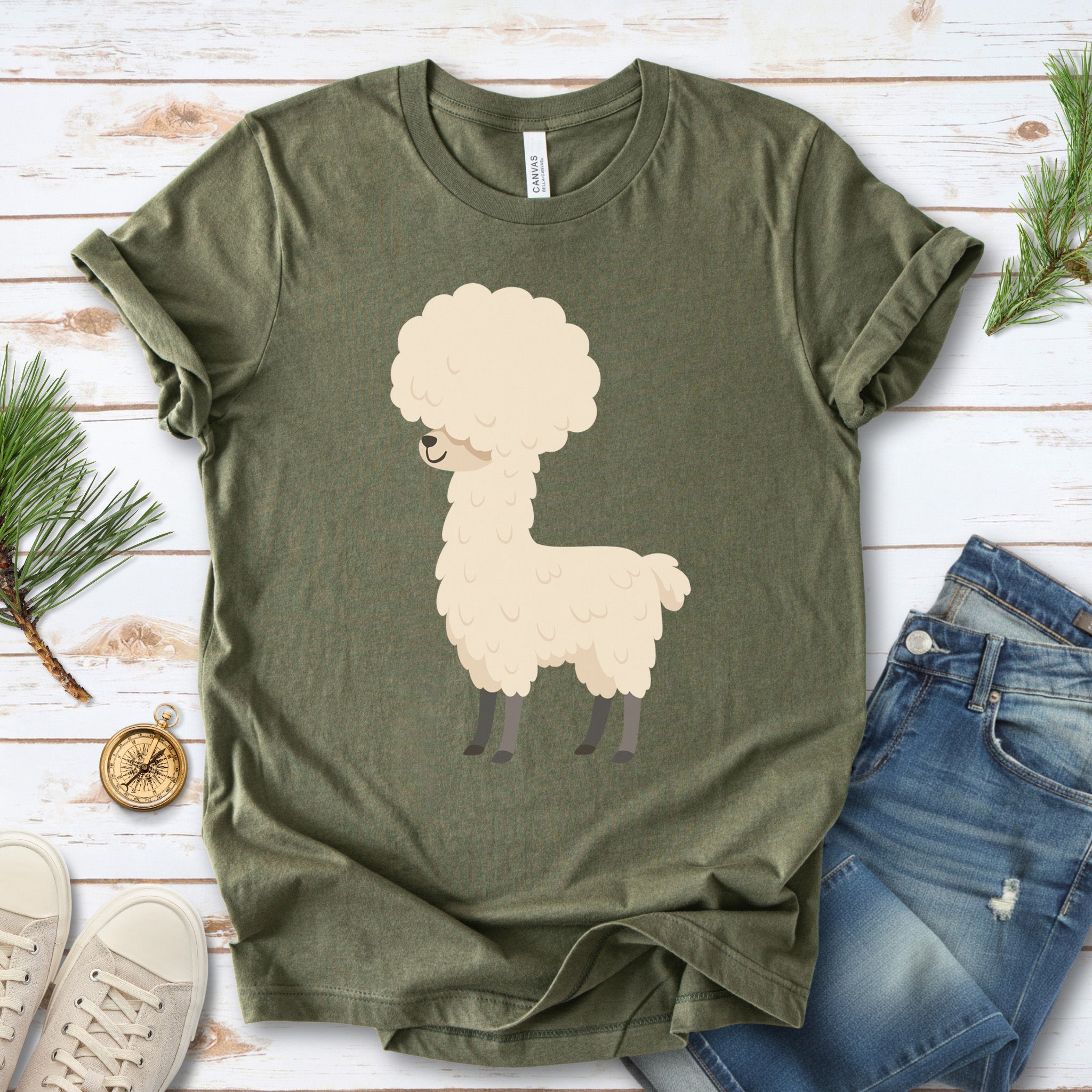 Afro Llama T-Shirt – Funny Alpaca Hairdo Retro Animal Tee