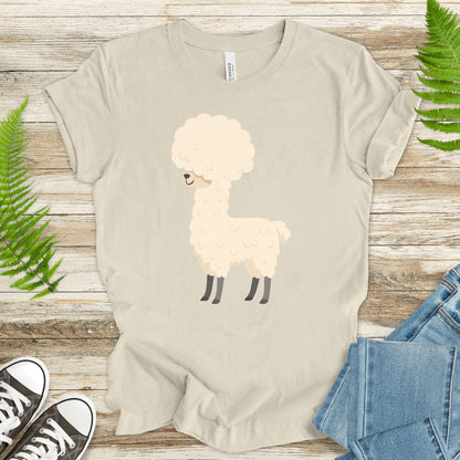 Afro Llama T-Shirt – Funny Alpaca Hairdo Retro Animal Tee
