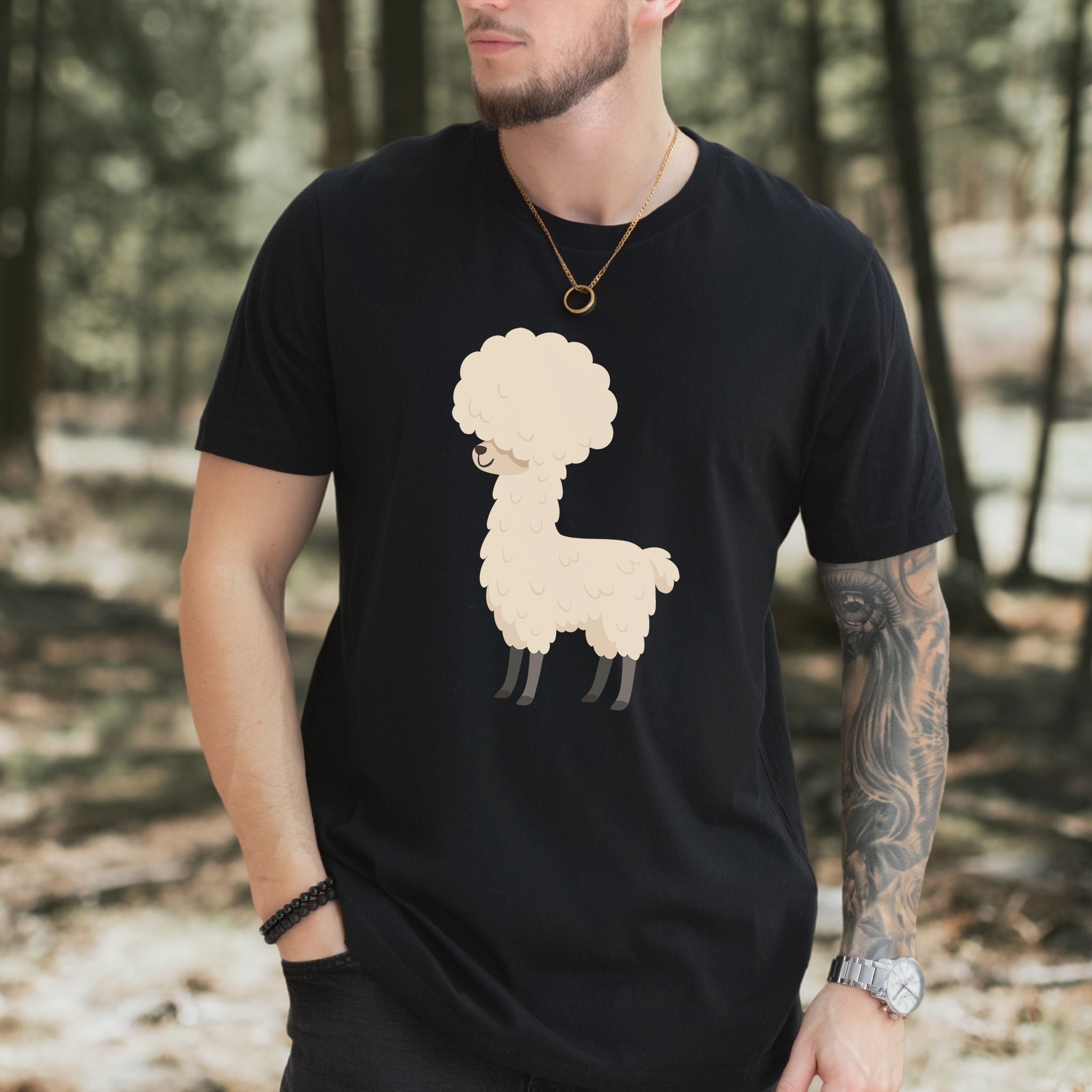 Afro Llama T-Shirt – Funny Alpaca Hairdo Retro Animal Tee