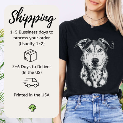 Realistic Husky Dog Lover T-Shirt – Vintage Style Pet Portrait Tee