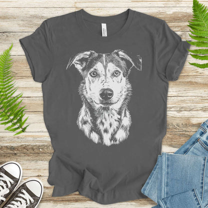 Realistic Husky Dog Lover T-Shirt – Vintage Style Pet Portrait Tee