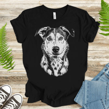 Realistic Husky Dog Lover T-Shirt – Vintage Style Pet Portrait Tee