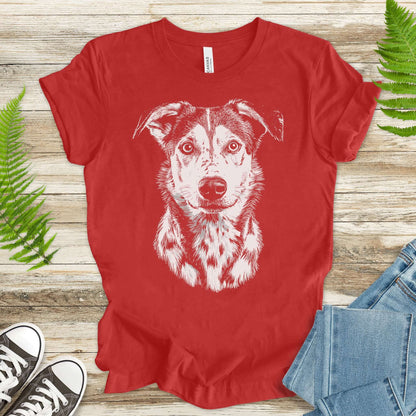 Realistic Husky Dog Lover T-Shirt – Vintage Style Pet Portrait Tee