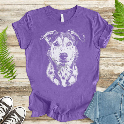 Realistic Husky Dog Lover T-Shirt – Vintage Style Pet Portrait Tee