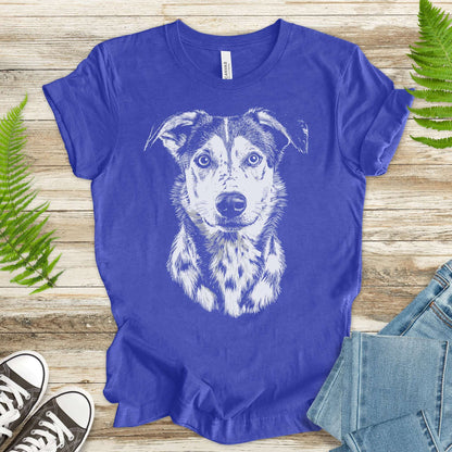 Realistic Husky Dog Lover T-Shirt – Vintage Style Pet Portrait Tee